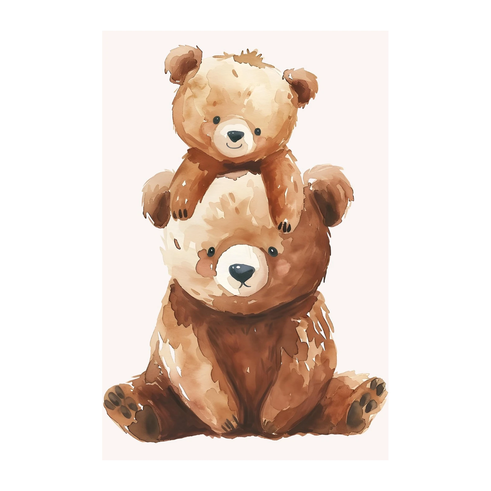 Adorable Watercolor Bears Cozy Hug Wall Art