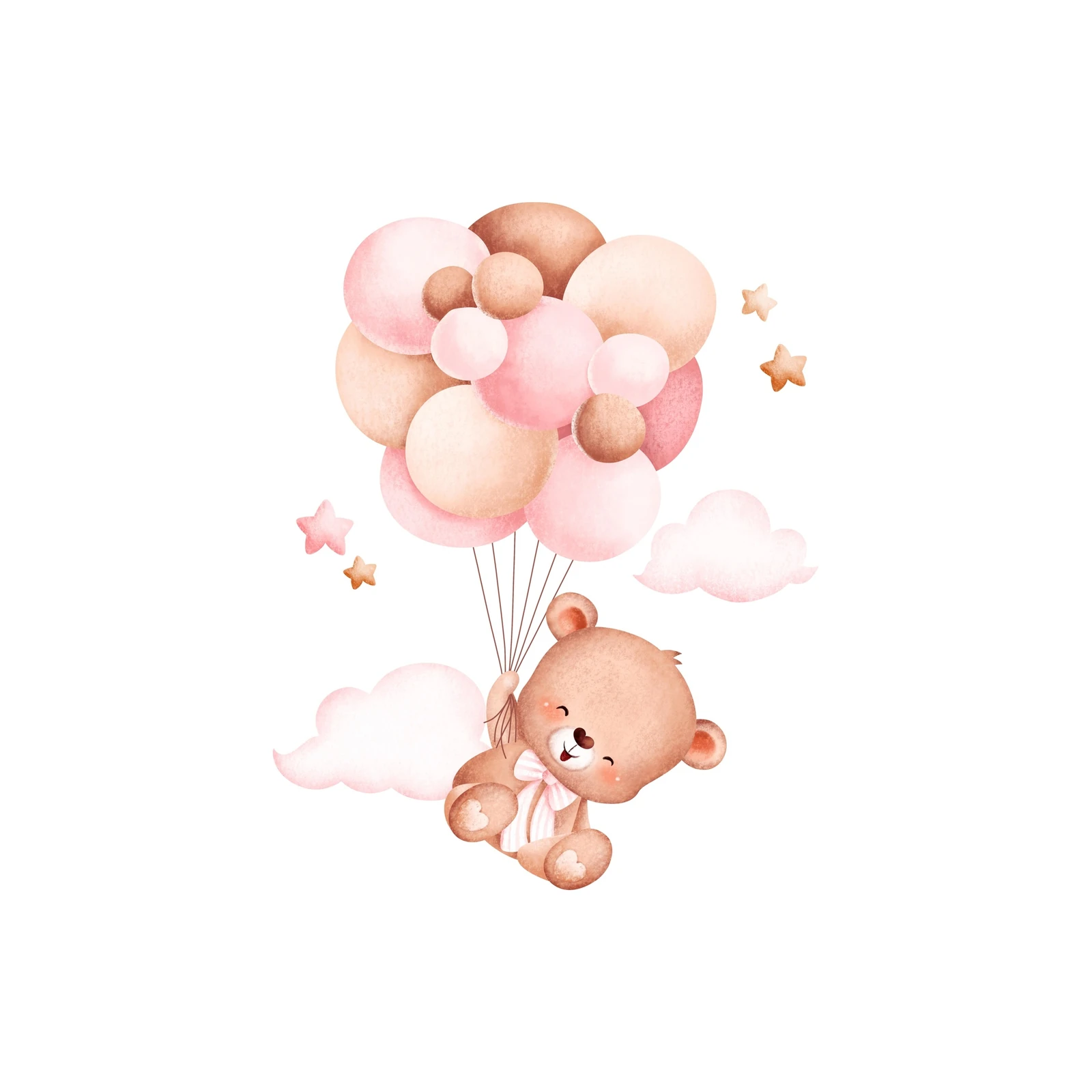 Cute Teddy Bear Balloon Adventure Wall Art