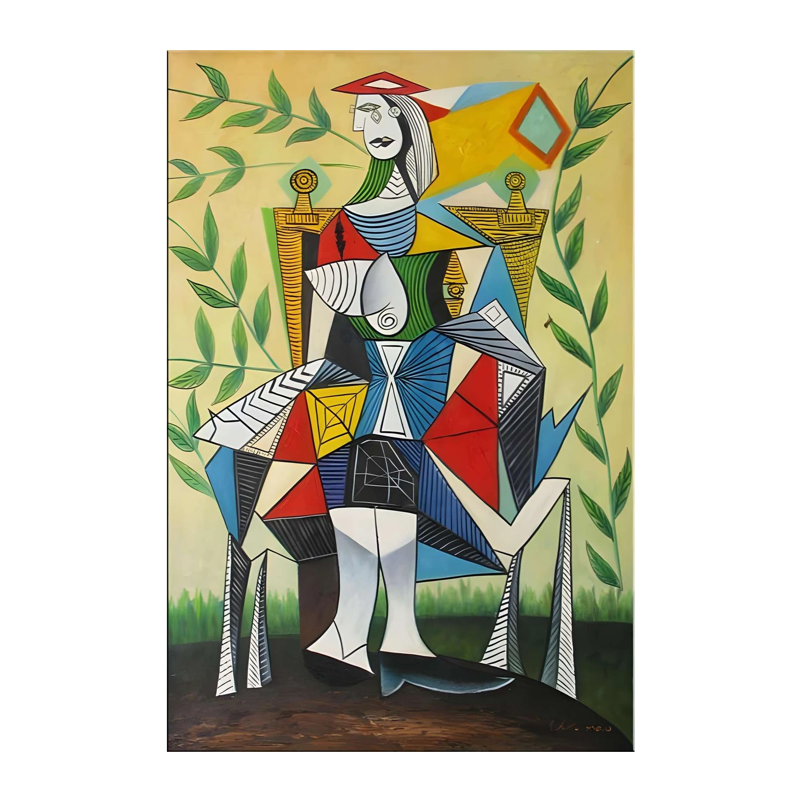 Cubist Woman Abstract Art Wall Art