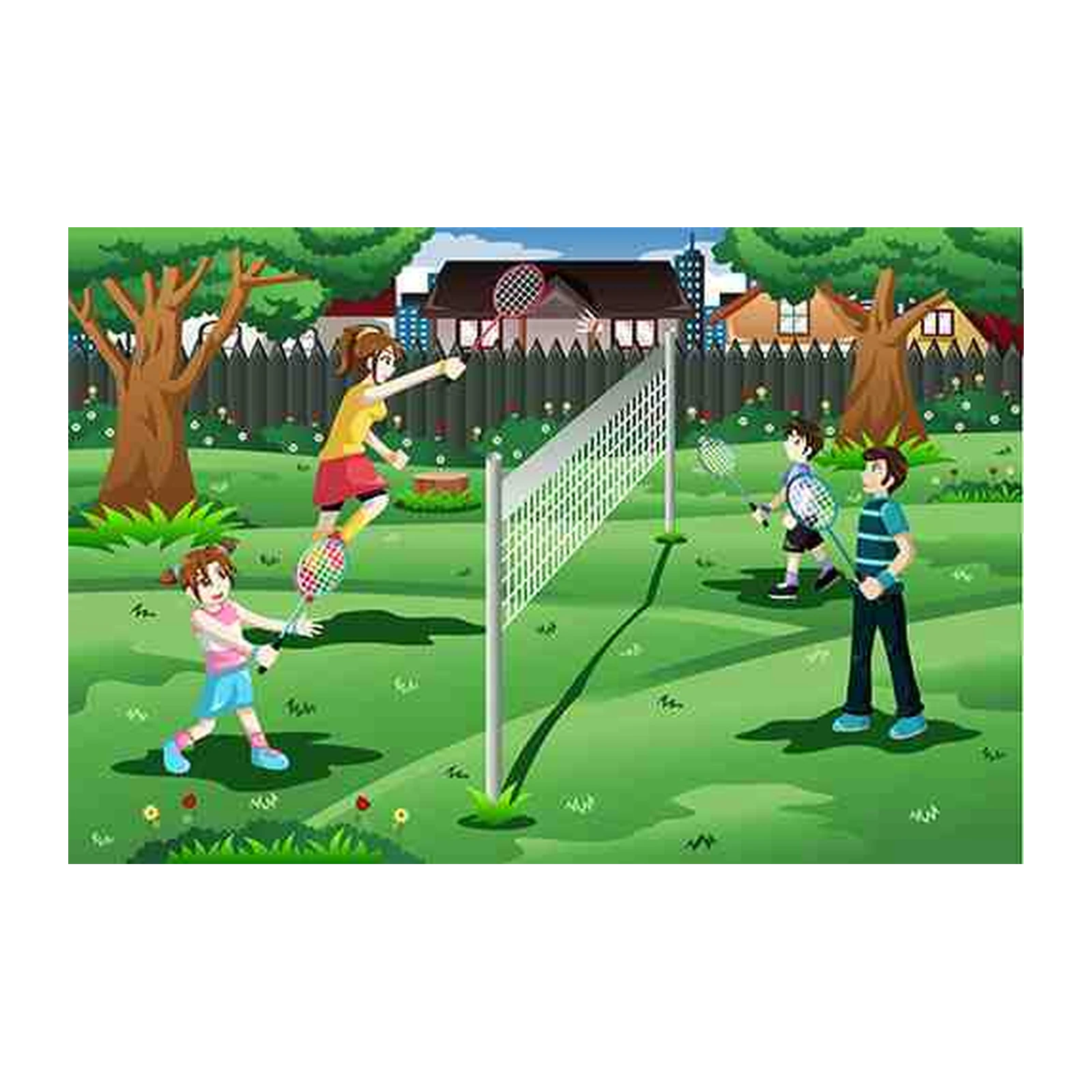Joyful Badminton Fun Family Wall Art