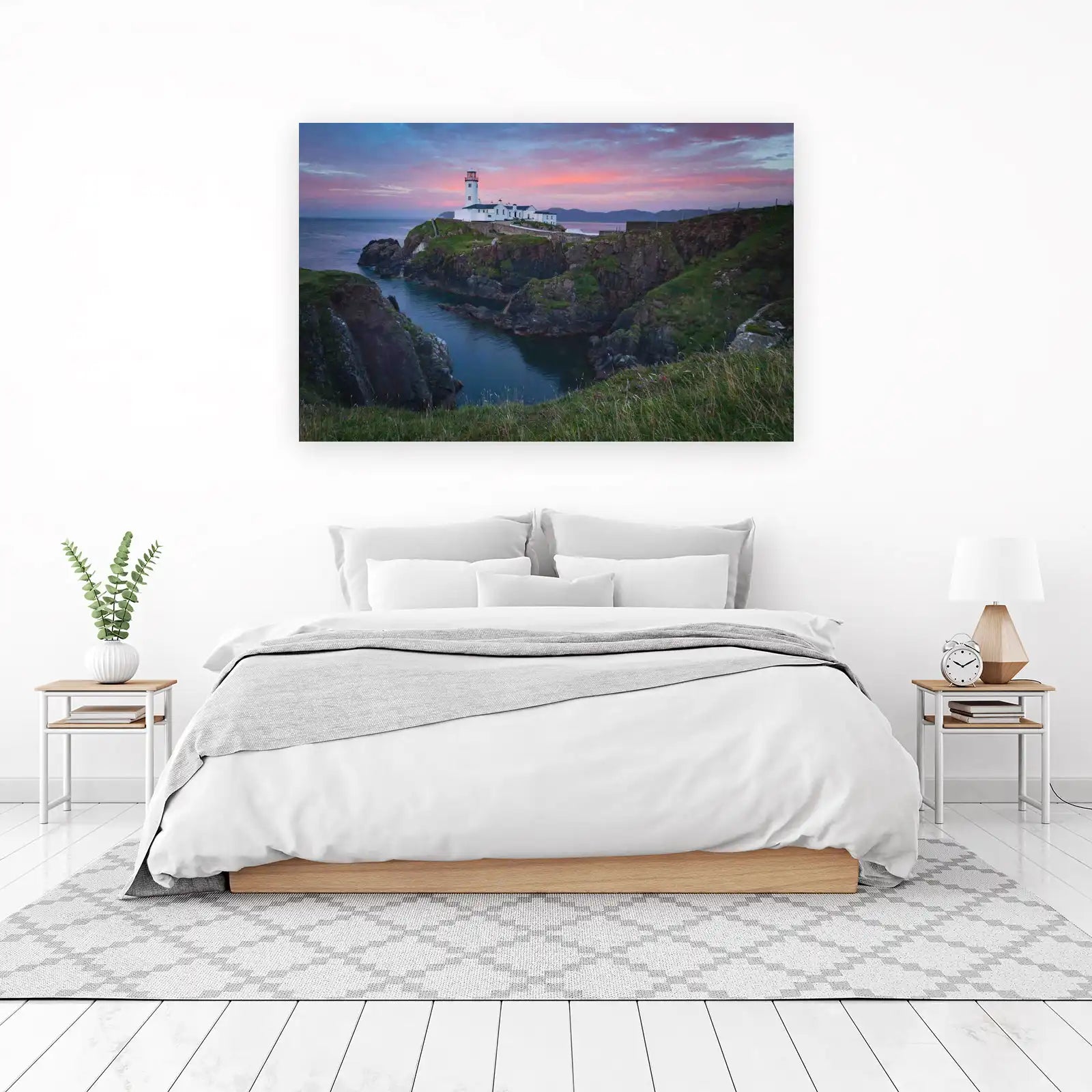Serene Lighthouse Coastal Sunset Wall Art