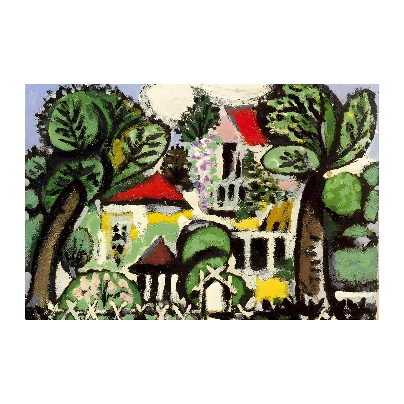 Vibrant Garden House Expressionist Wall Art