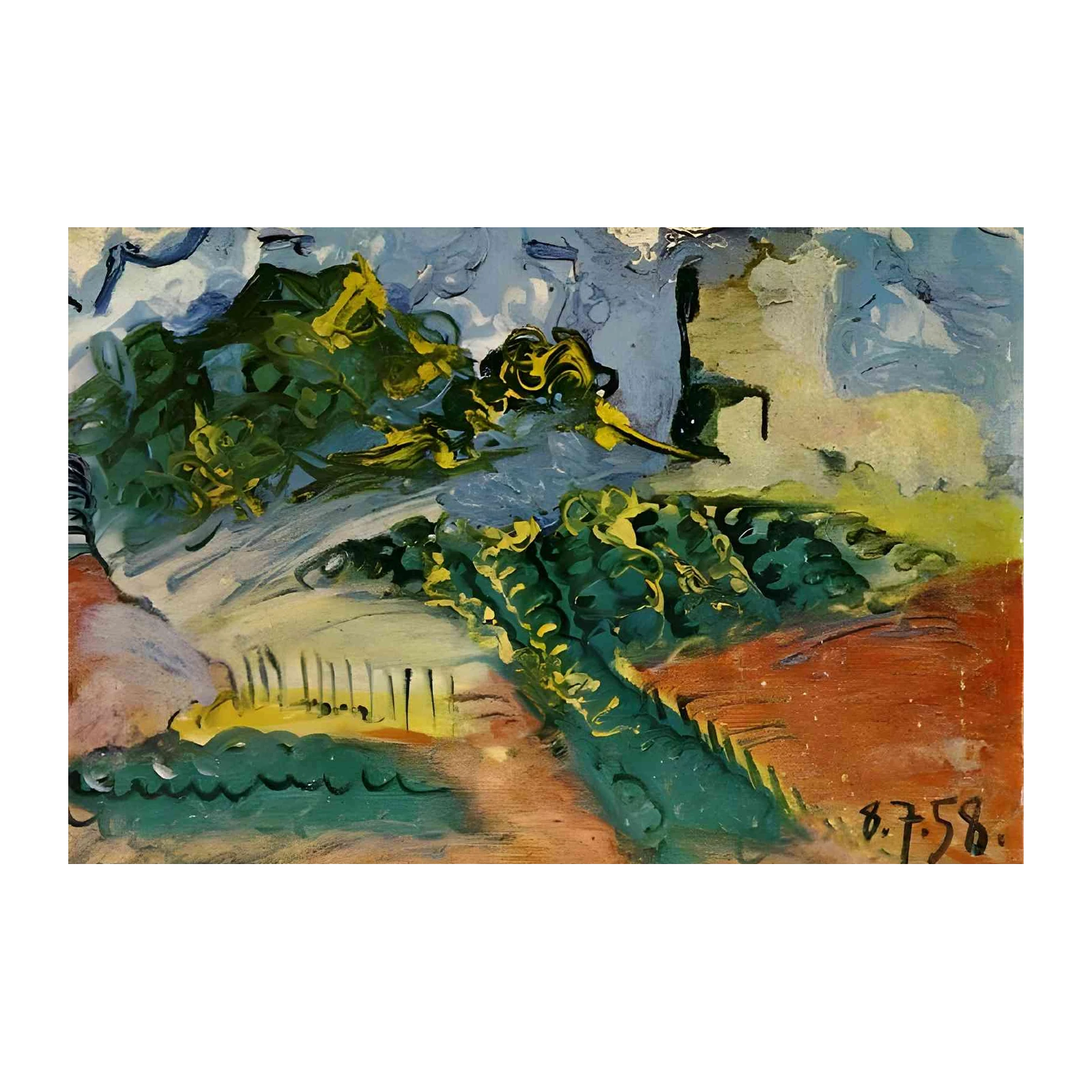 Vibrant Abstract Landscape Oil Painting Wall Art