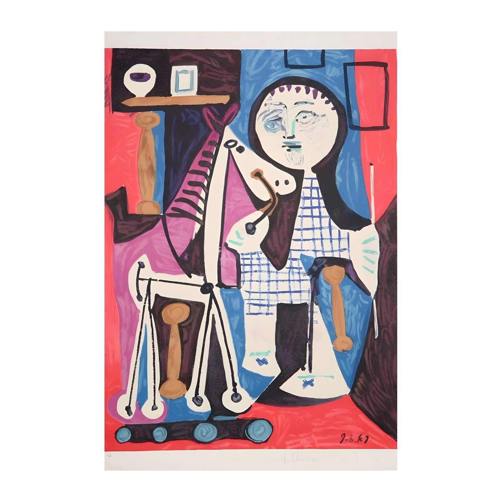 Vibrant Cubist Figure Wall Art