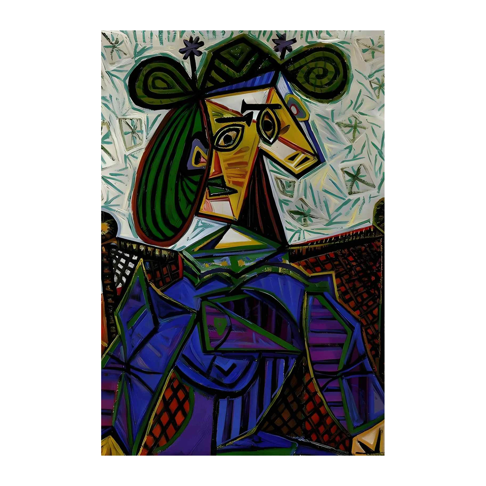 Abstract Portrait Woman Cubist Wall Art