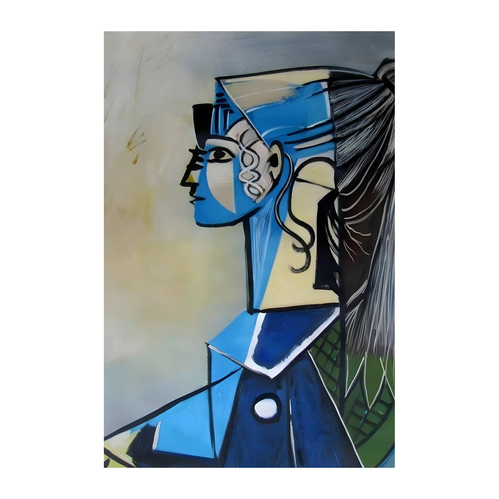 Abstract Blue Portrait Wall Art