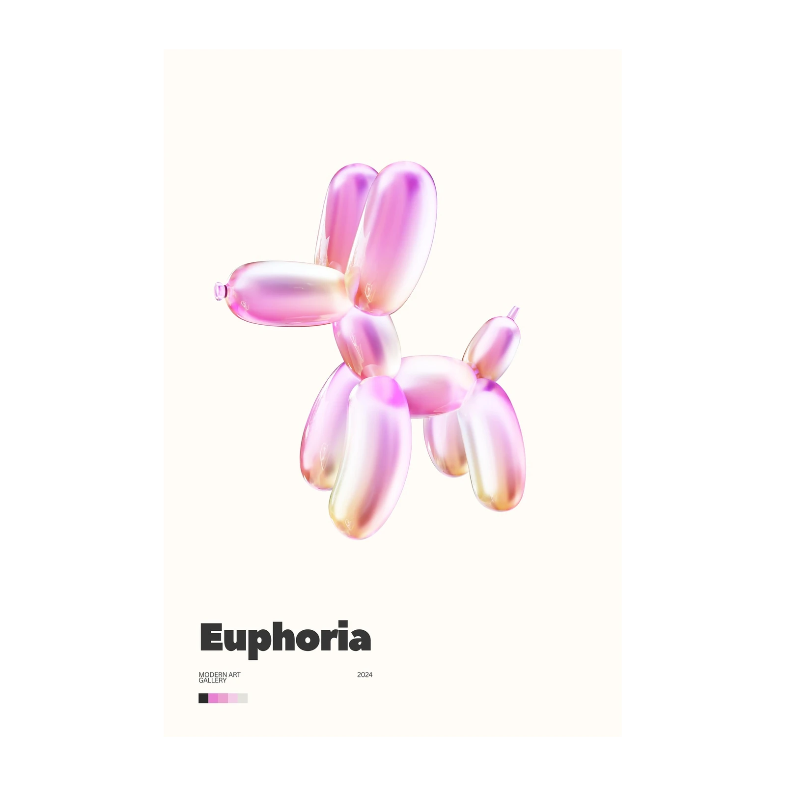 Pink Balloon Dog 'Euphoria' Wall Art Wall Art