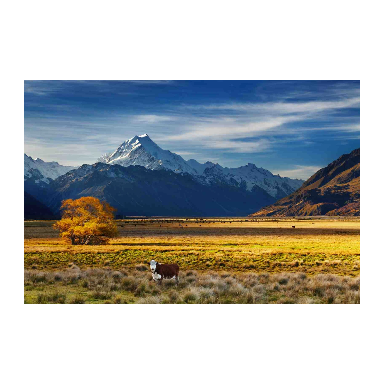 Serene Mountain Landscape with Cow Wall Art