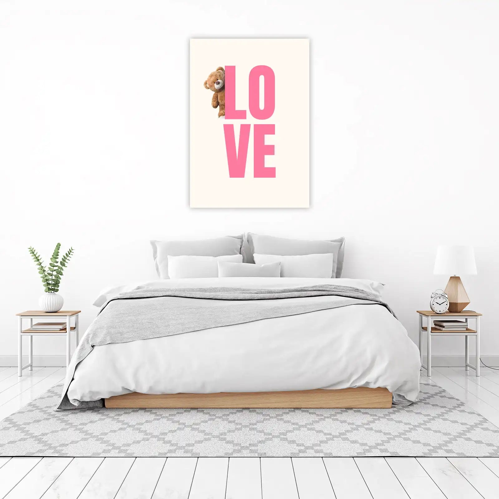 Teddy Bear LOVE Typography Wall Art