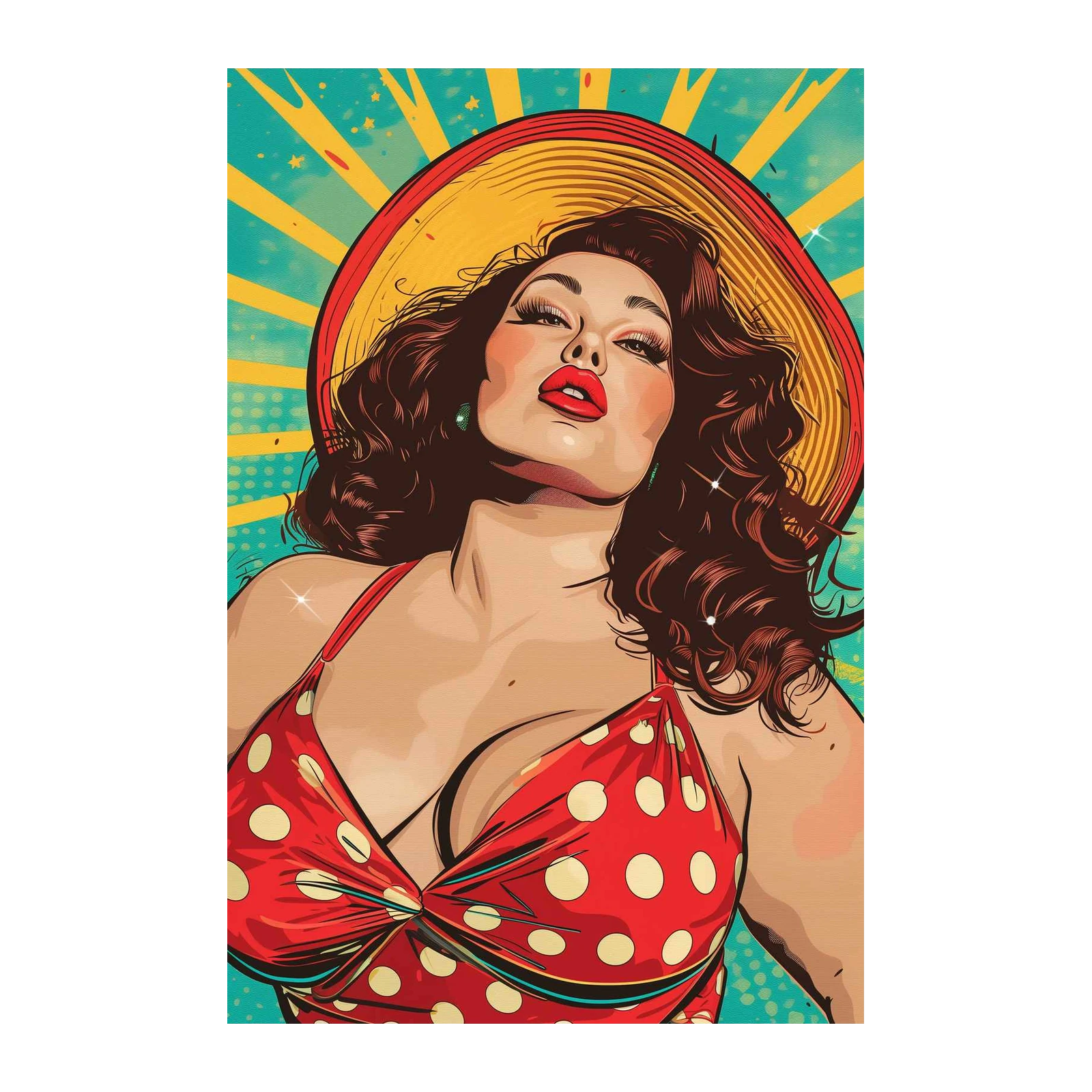 Vintage Pin-Up Glamour Red Polka Dot Wall Art