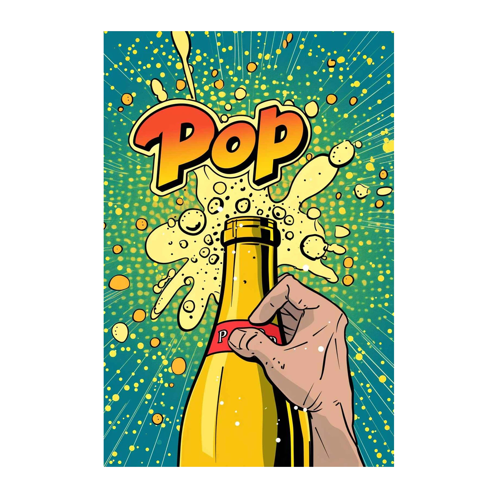 Retro Pop Art Champagne Bottle Wall Art