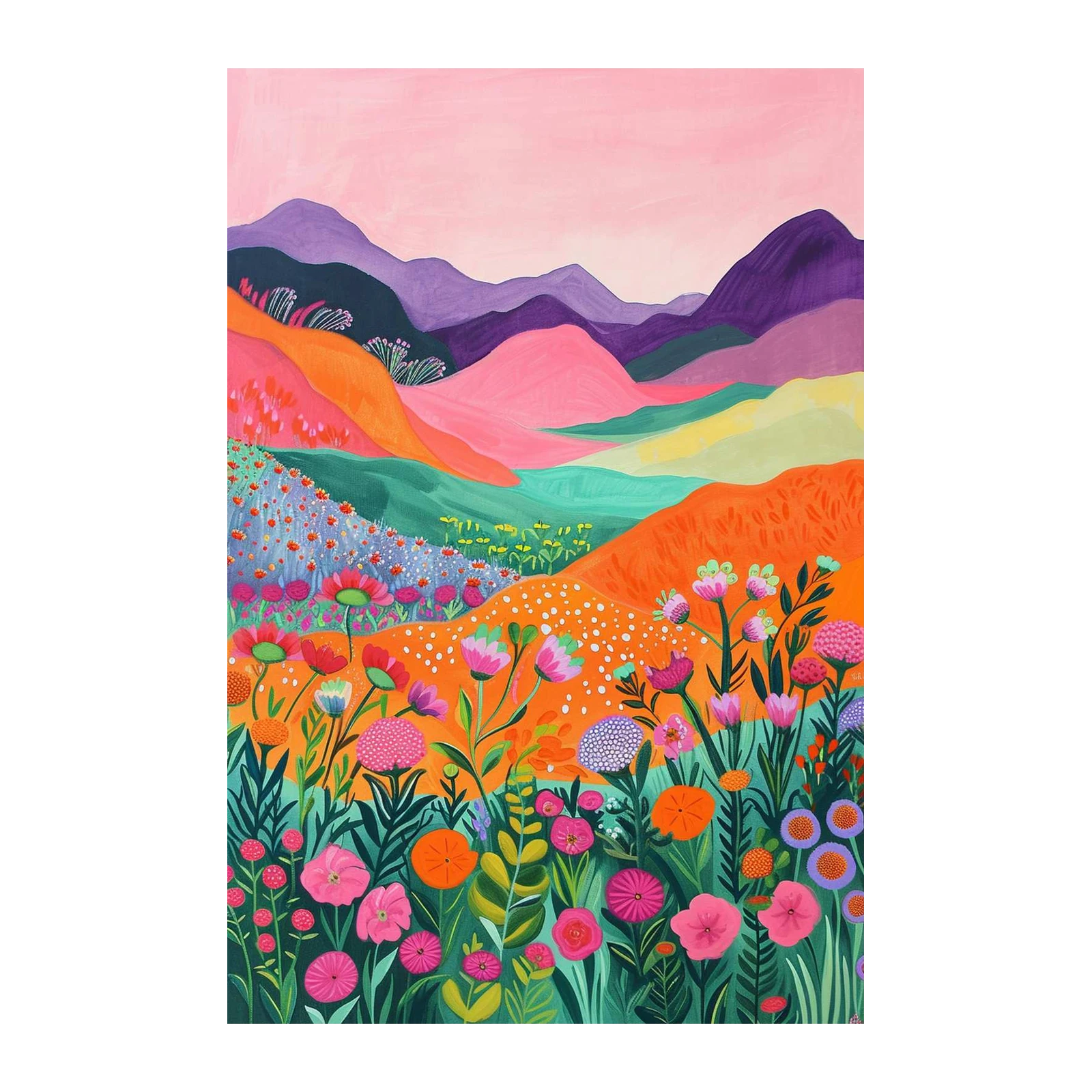 Vibrant Floral Landscape Wall Art - Boho Wall Art