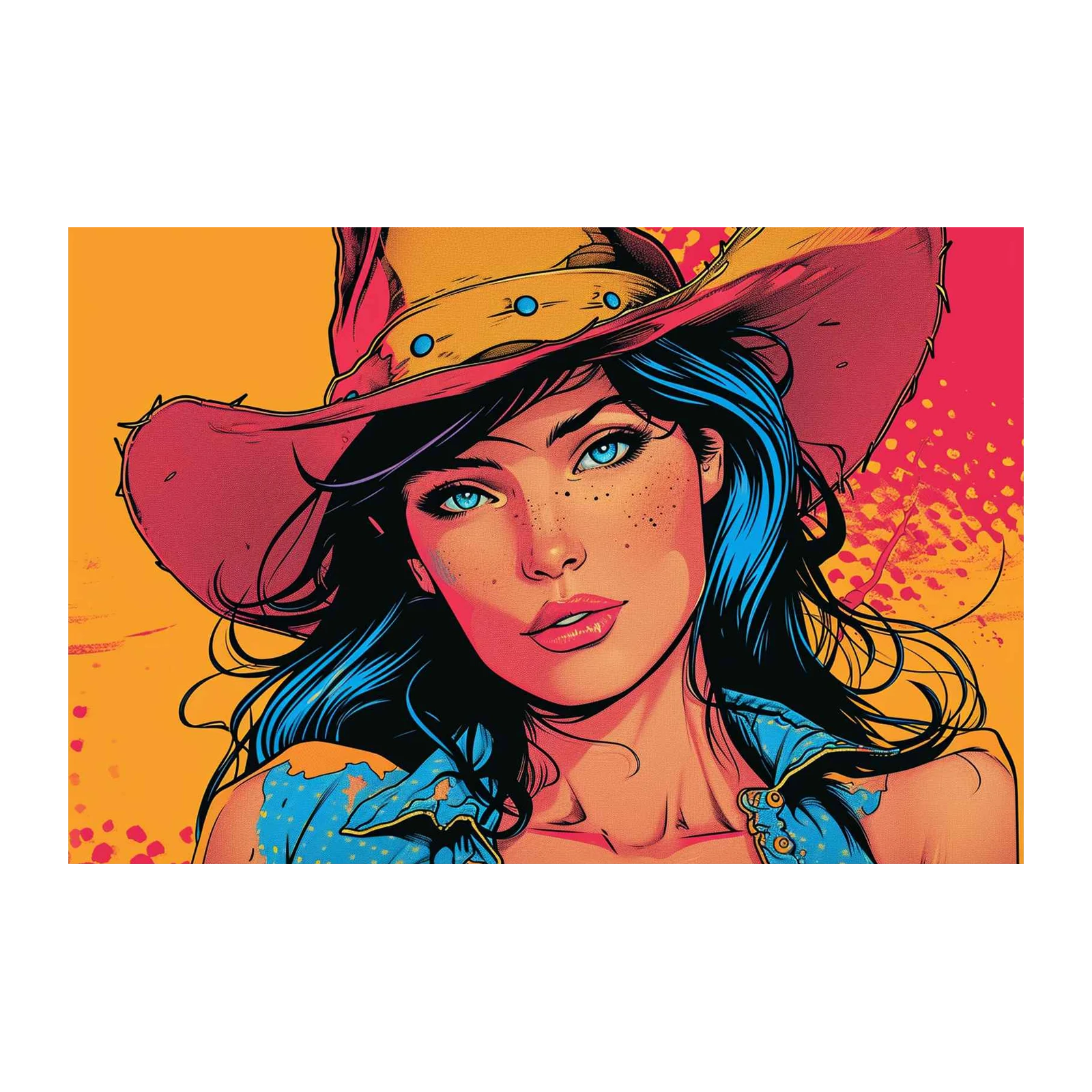 Vibrant Cowgirl Pop Art Wall Art