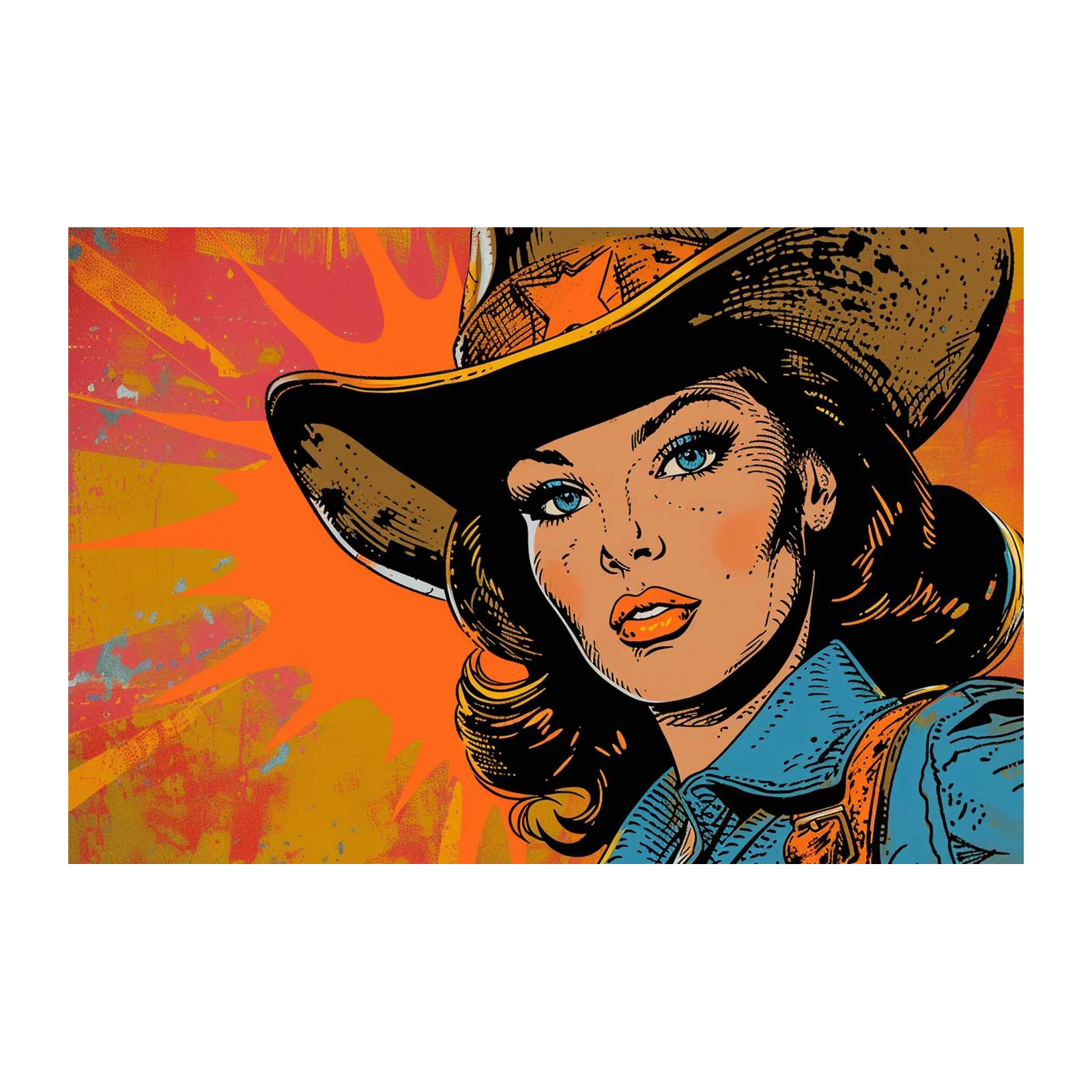 Retro Cowgirl Pop Art Wall Art