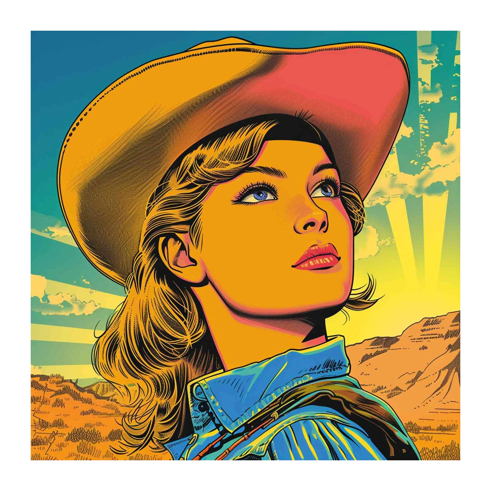 Retro Cowgirl Pop Art Wall Art