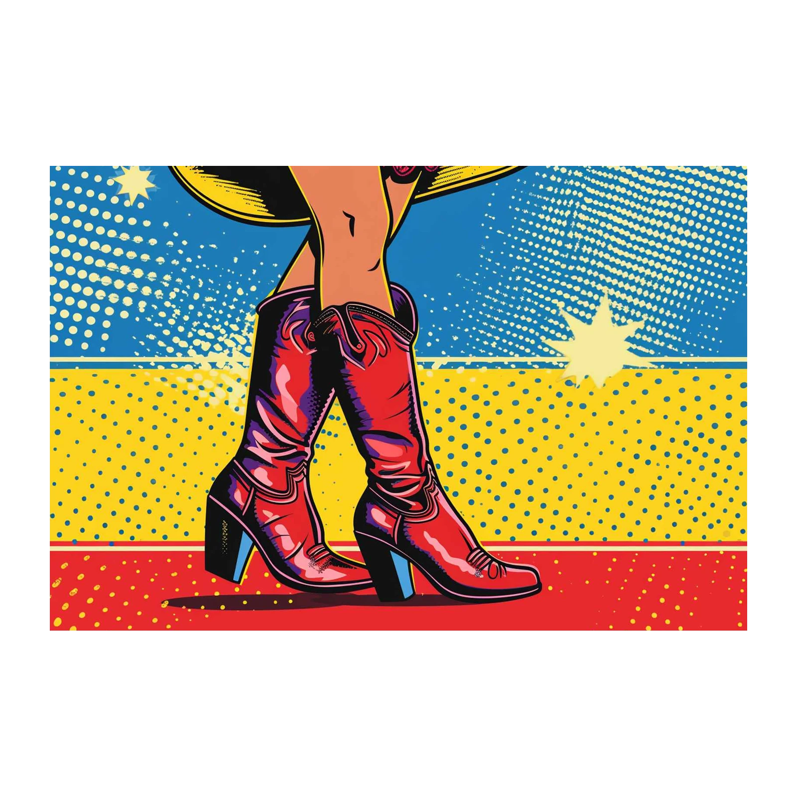 Pop Art Cowboy Boots Wall Art