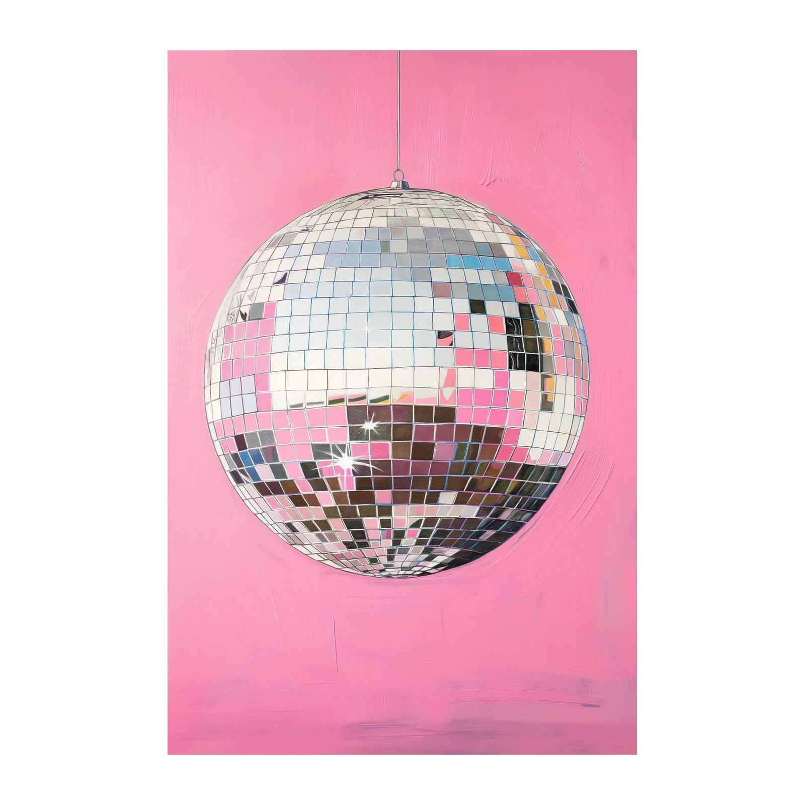 Disco Ball Pink Aura Wall Art