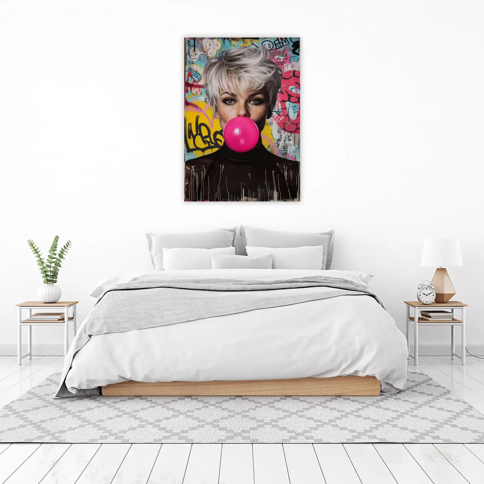 Urban Bubblegum Chic Woman Graffiti Wall Art