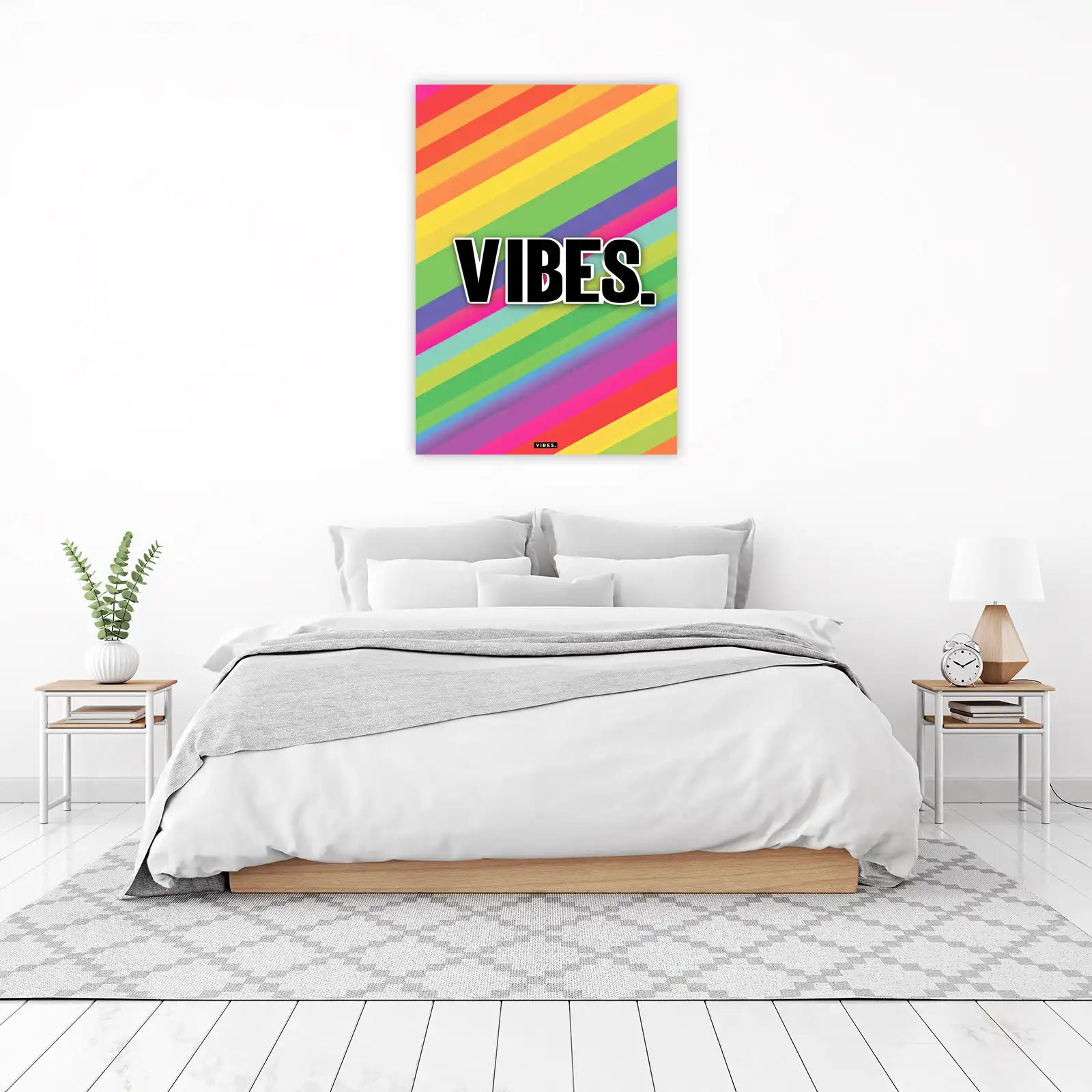 Vibes Rainbow Diagonal Line Art Wall Art