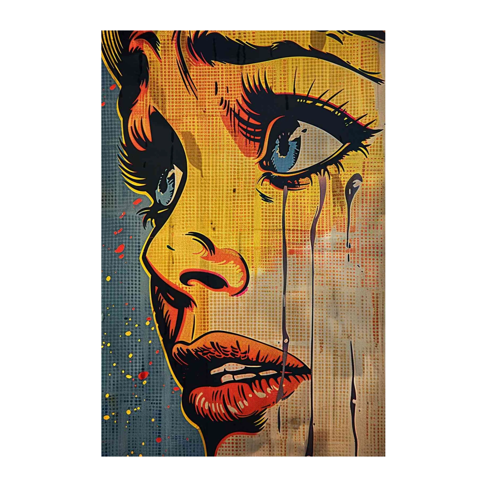 Emotional Pop Art Woman Crying Wall Art