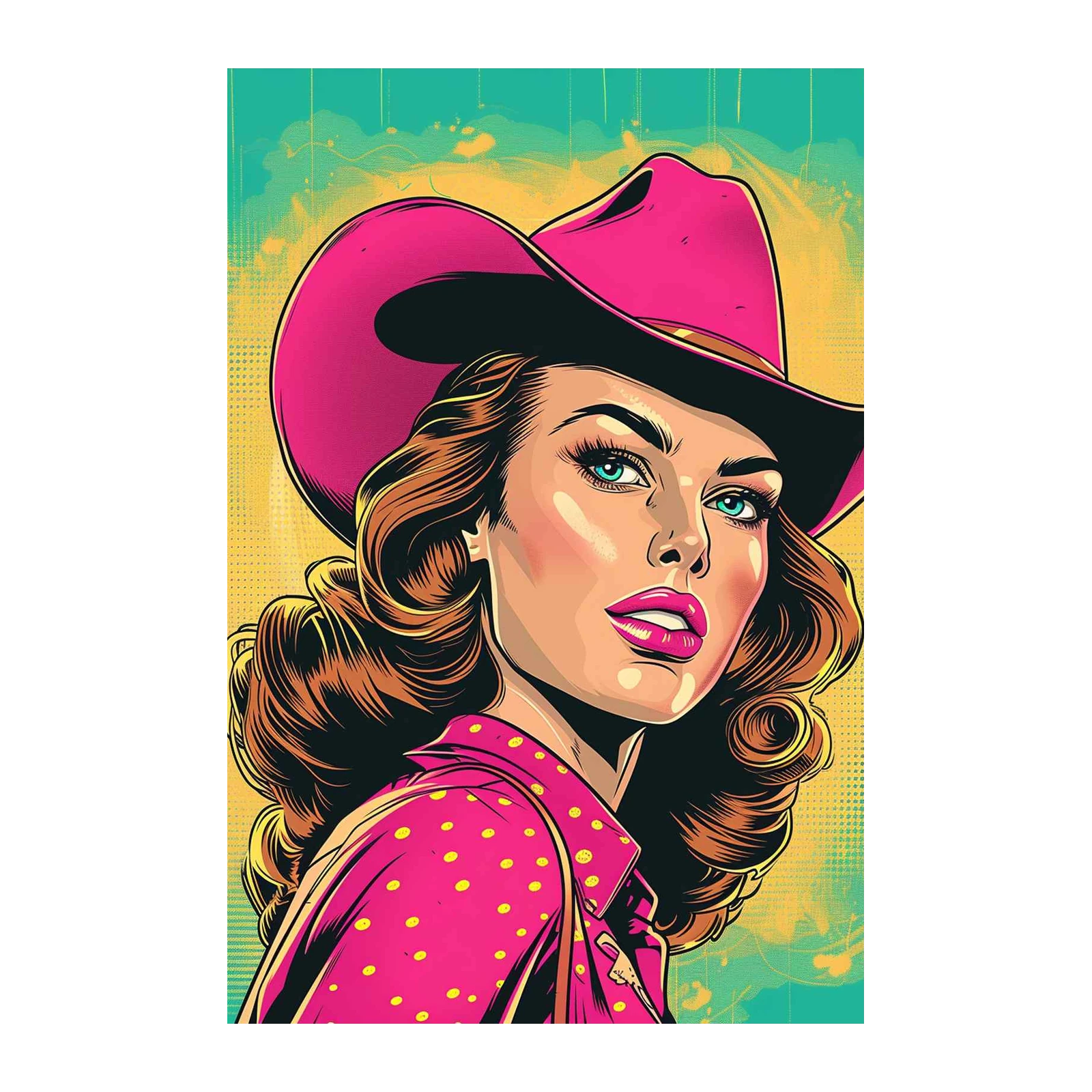 Retro Cowgirl Chic Pop Art Wall Art