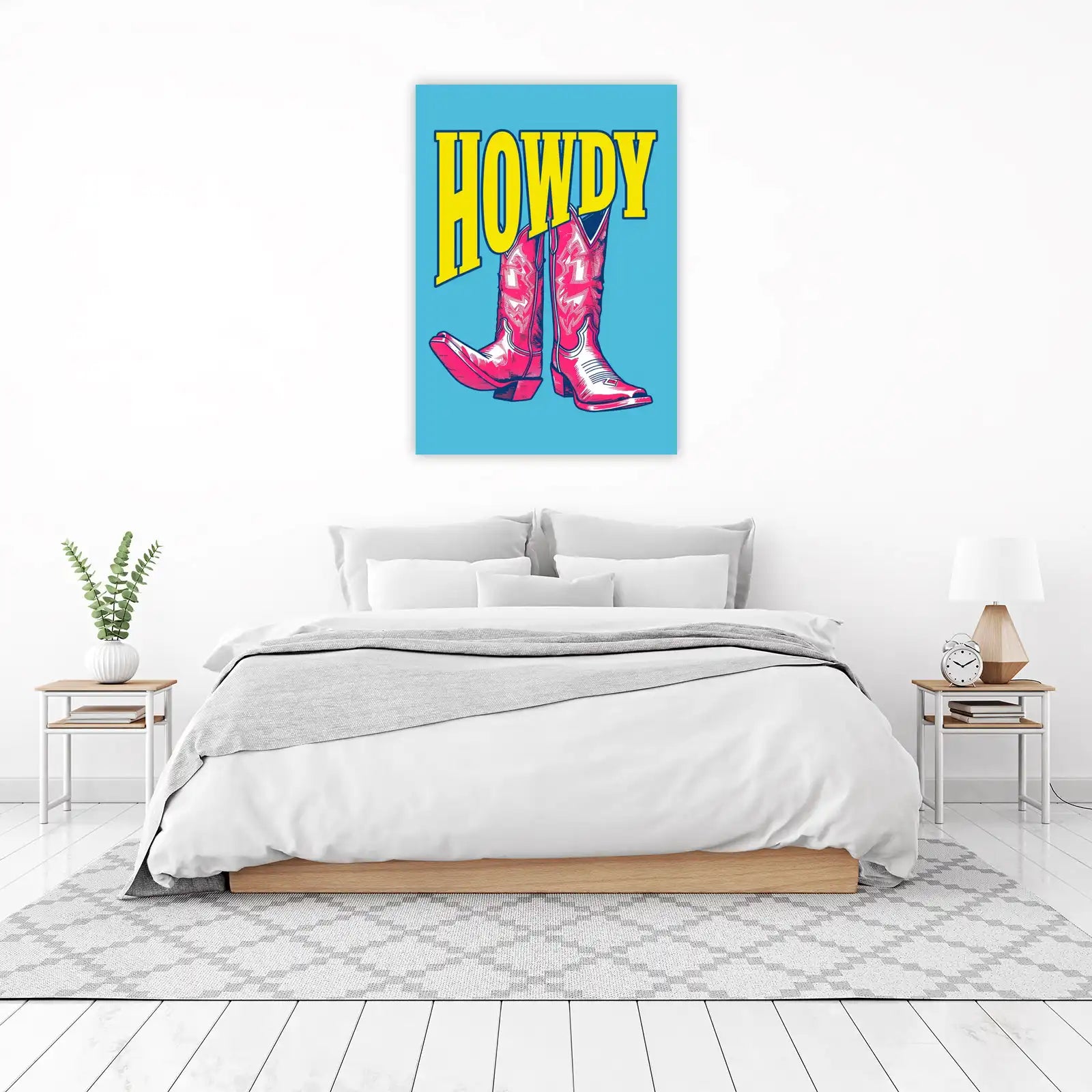 Retro Howdy Cowboy Boots Wall Art