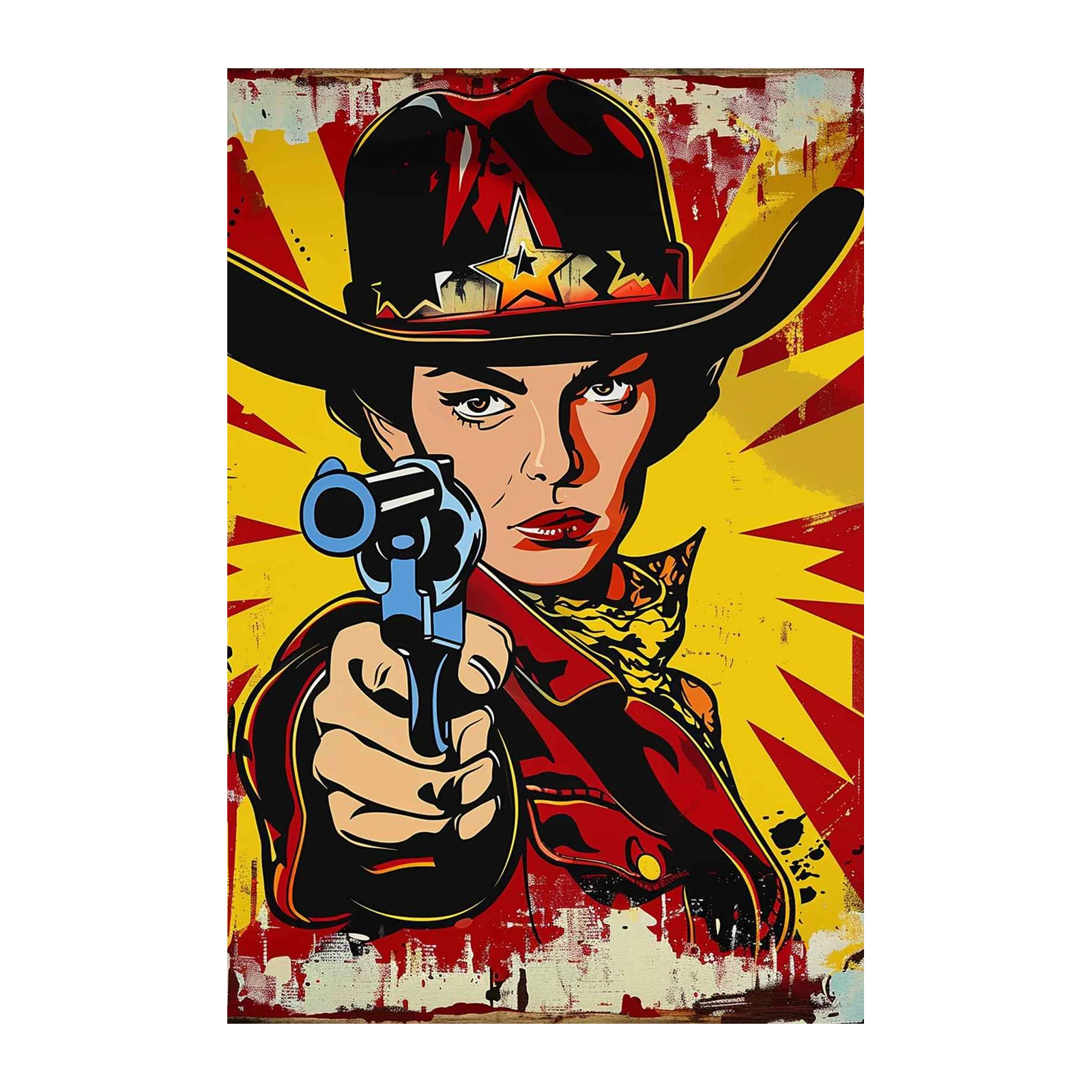 Bold Western Cowgirl Pop Art Wall Art