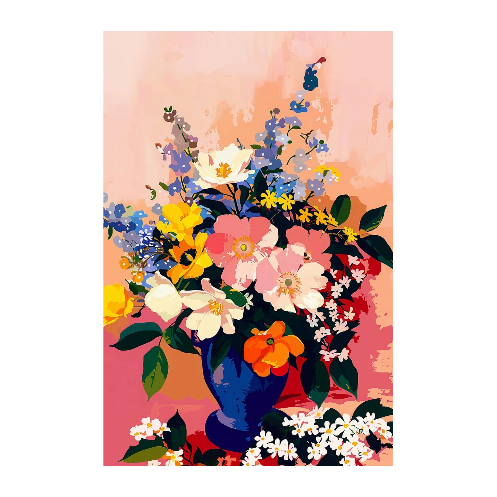 Vibrant Floral Bouquet Modern Art Wall Art