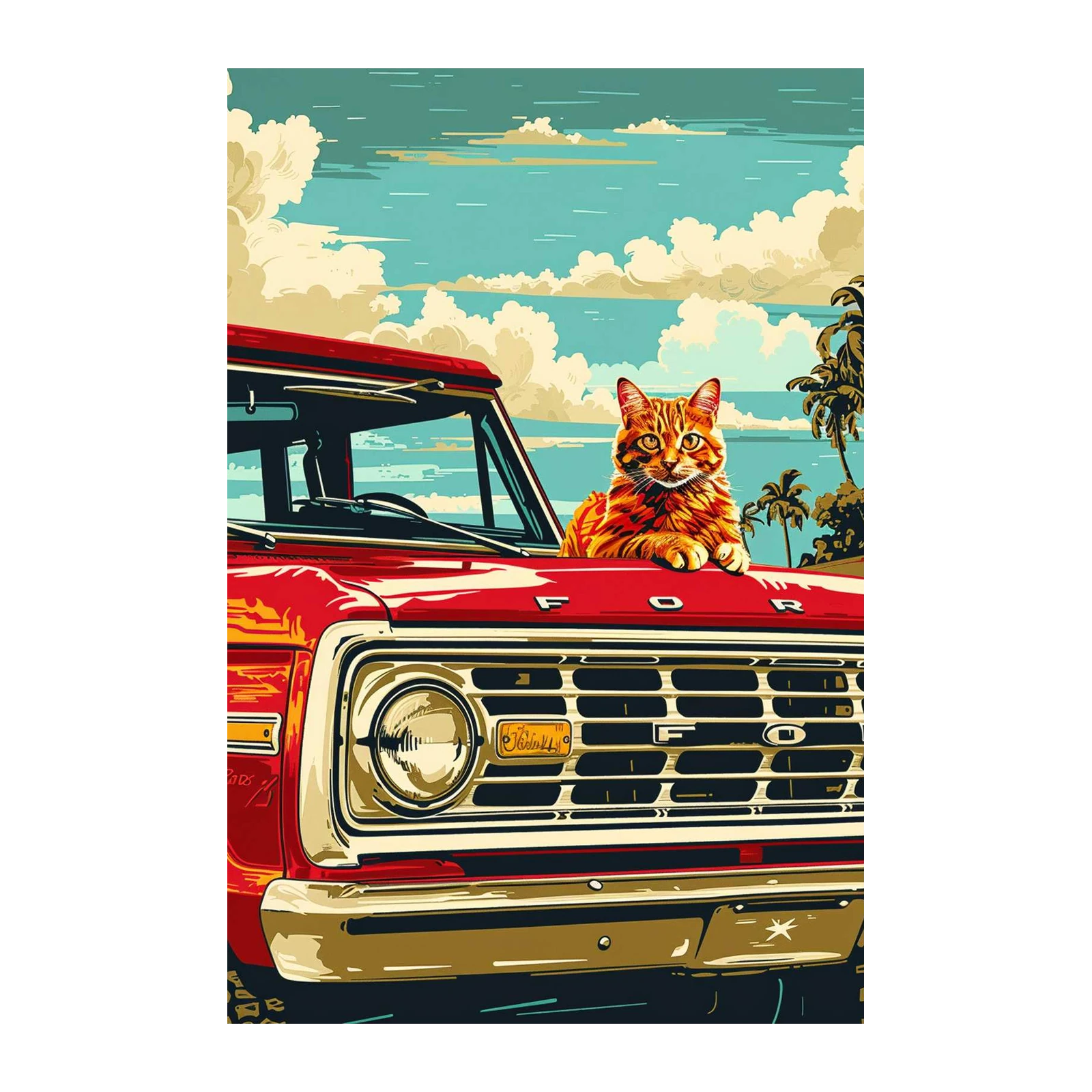 Cool Cat Ford Bronco Retro Vibes Wall Art