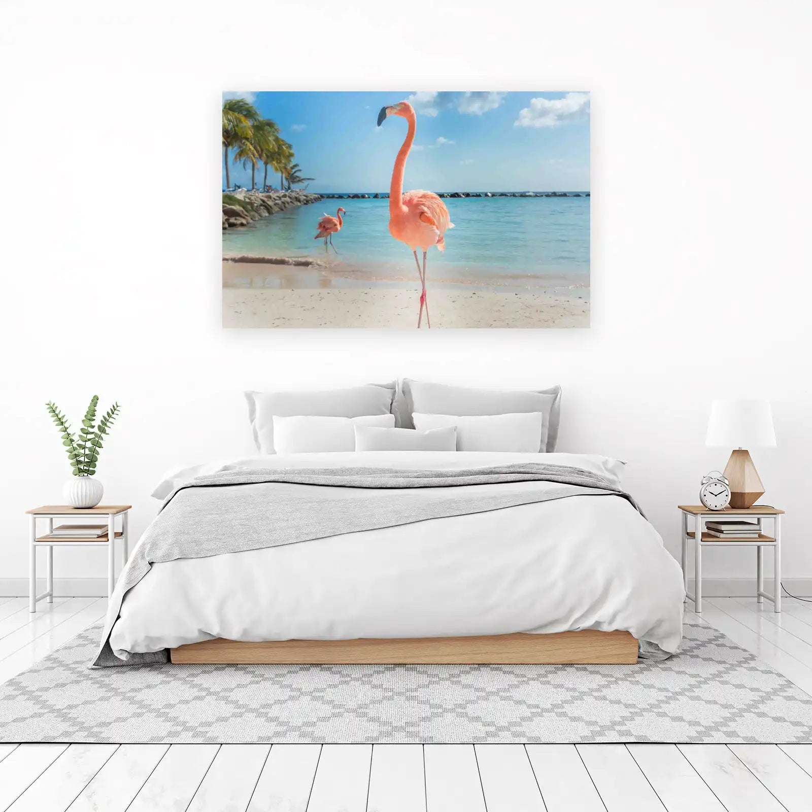 Tropical Flamingo Beach Serenity Wall Art
