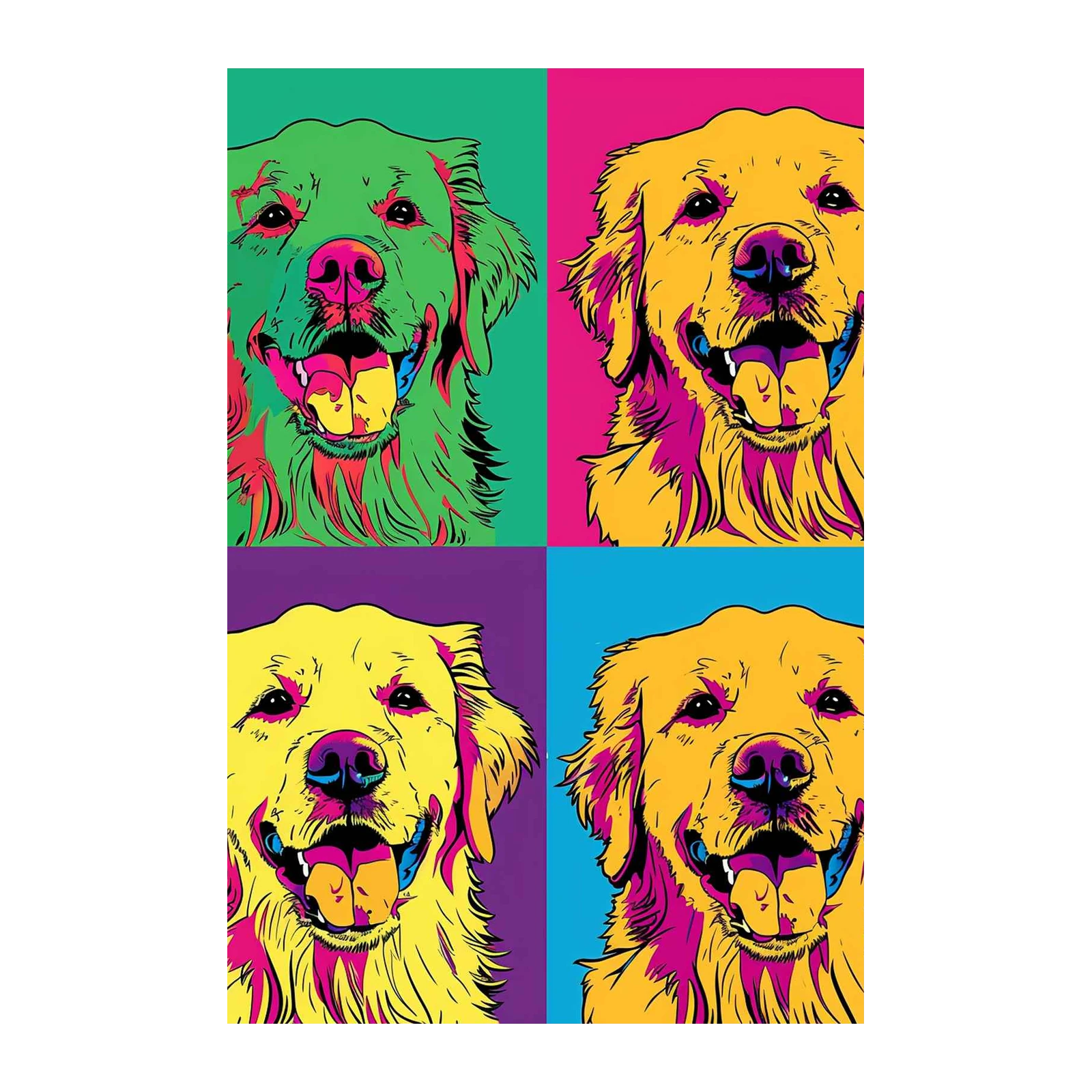 Pop Art Golden Retriever Quad Wall Art