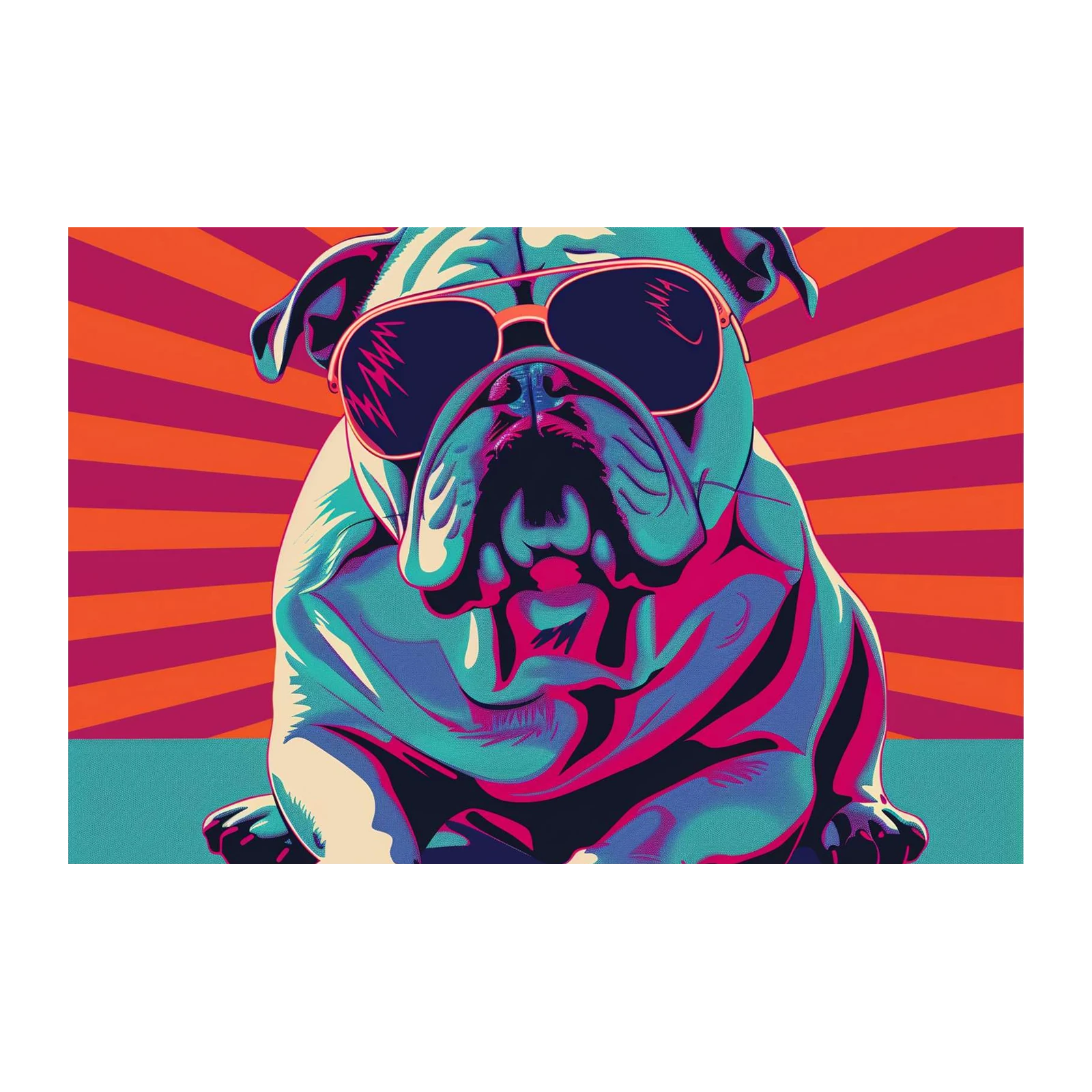 Cool Bulldog with Sunglasses Wall Art
