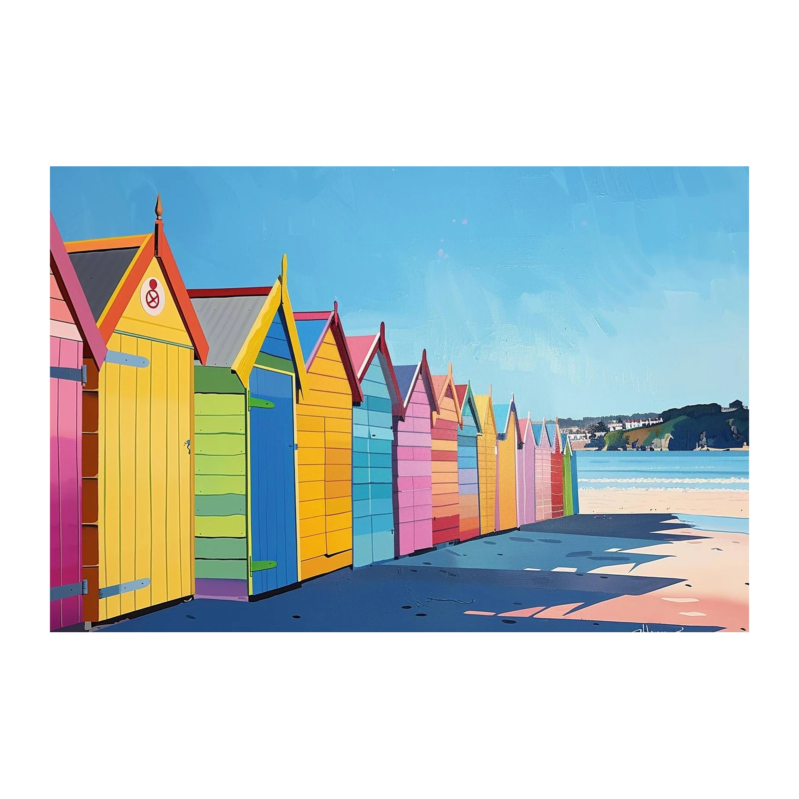 Vibrant Beach Huts Wall Art
