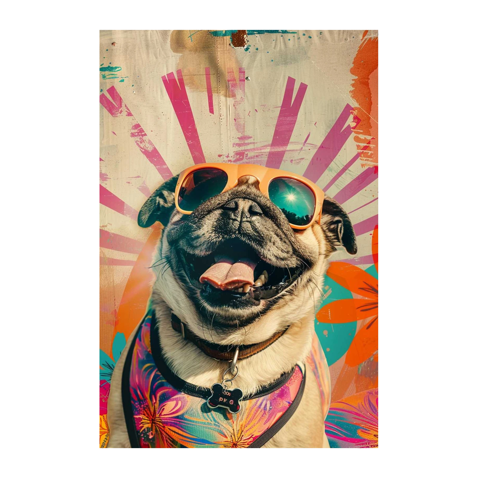 Groovy Pug Summer Vibes Wall Art