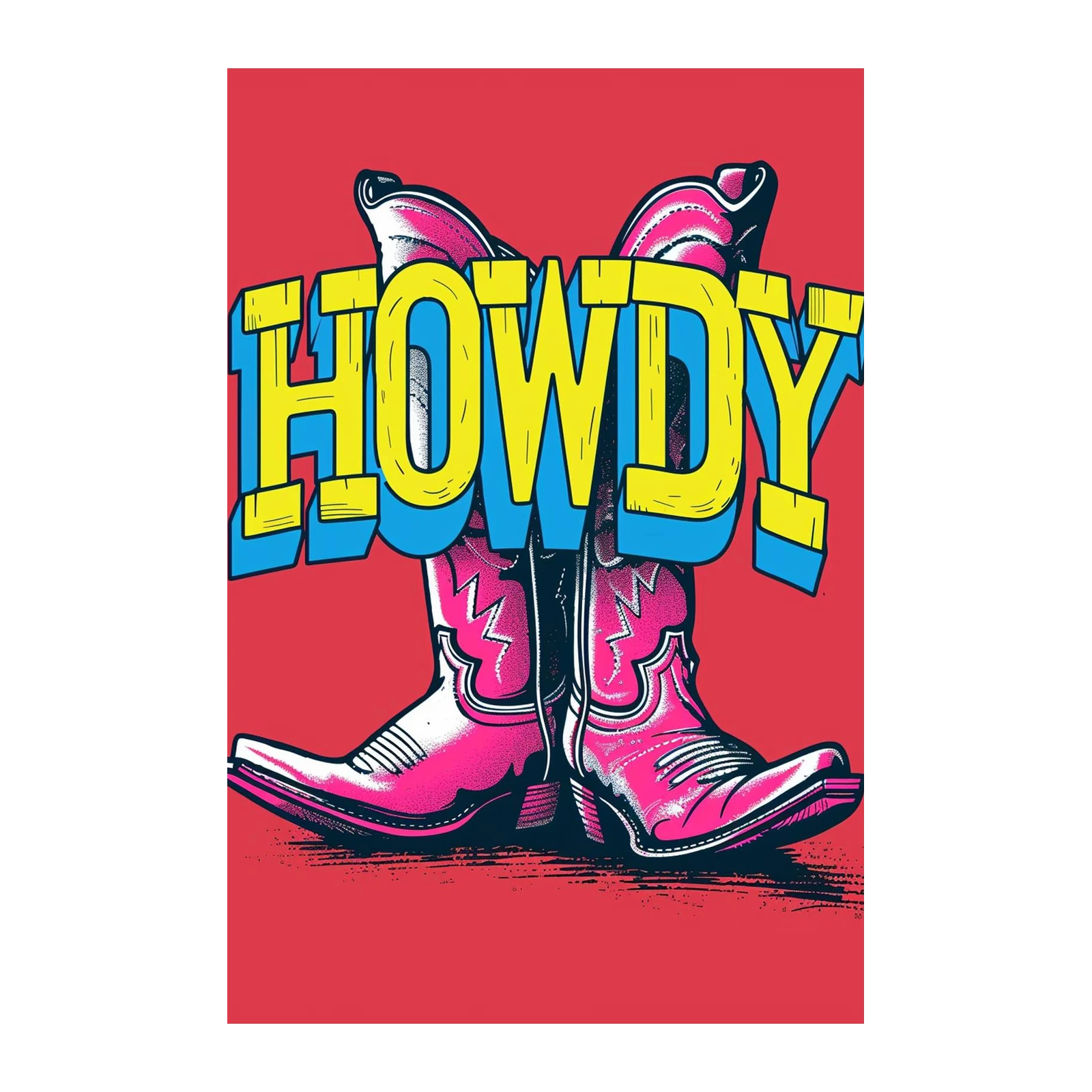 Vibrant "Howdy" Cowboy Boots Wall Art