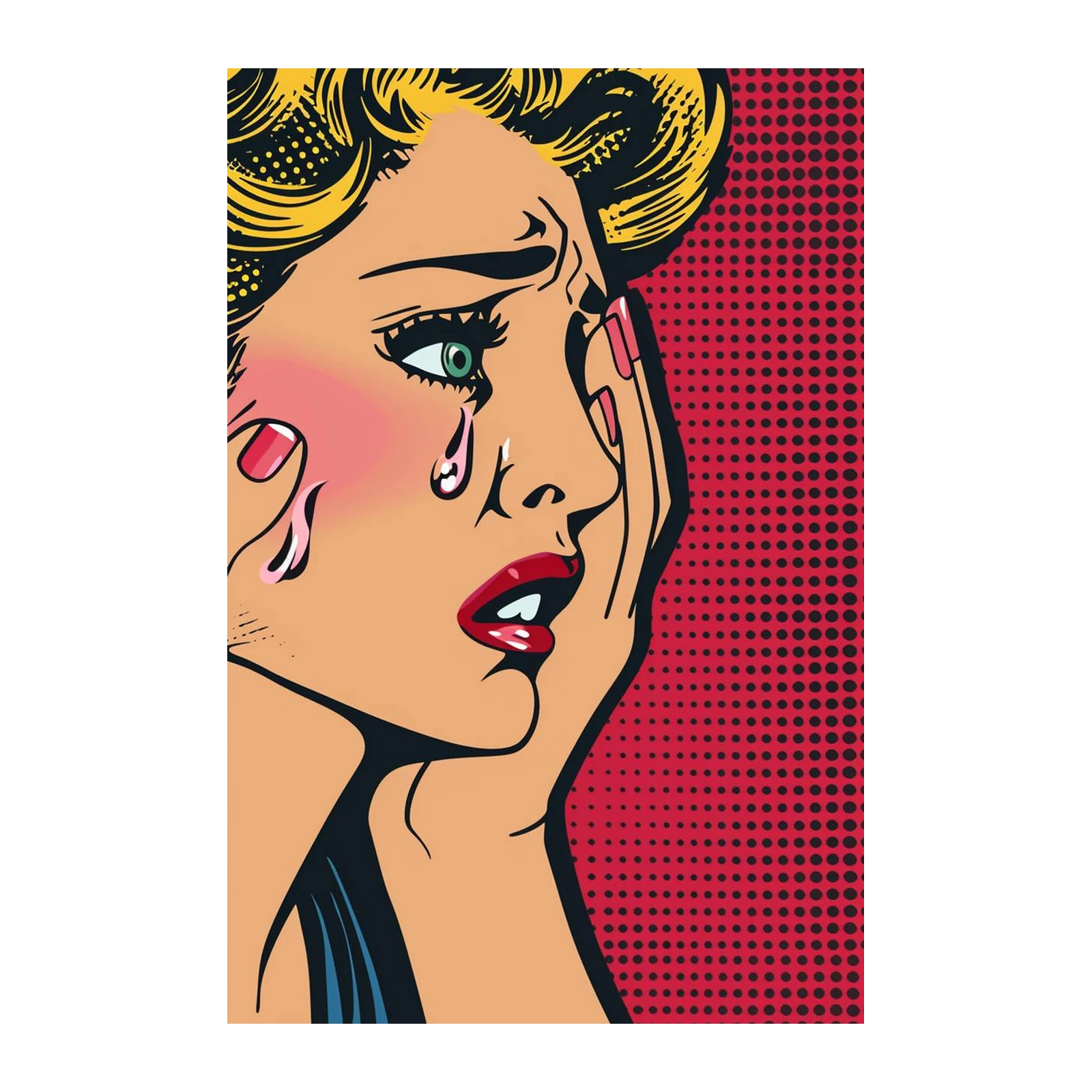 Retro Pop Art Crying Woman Wall Art