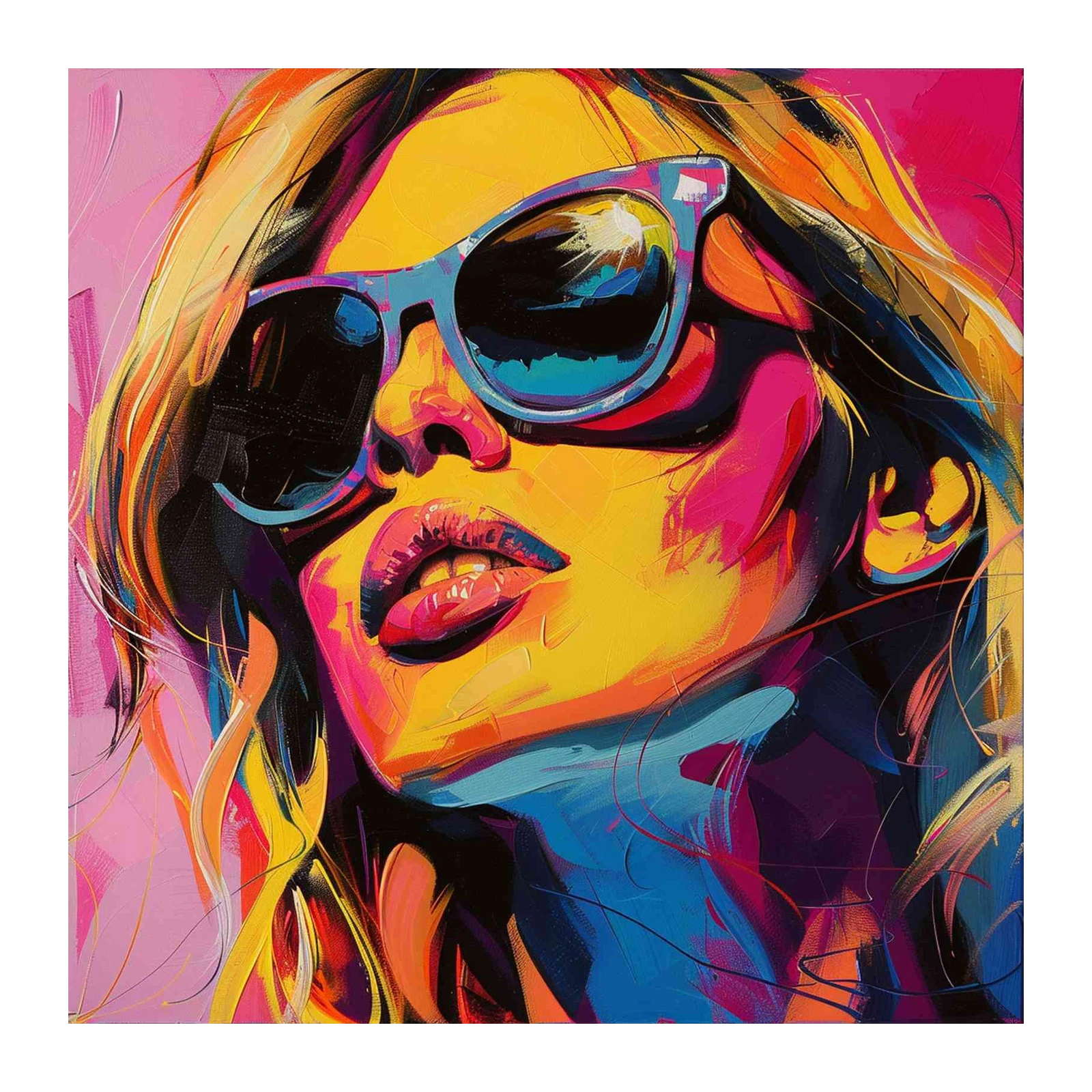 Vibrant Pop Art Woman Sunglasses Wall Art