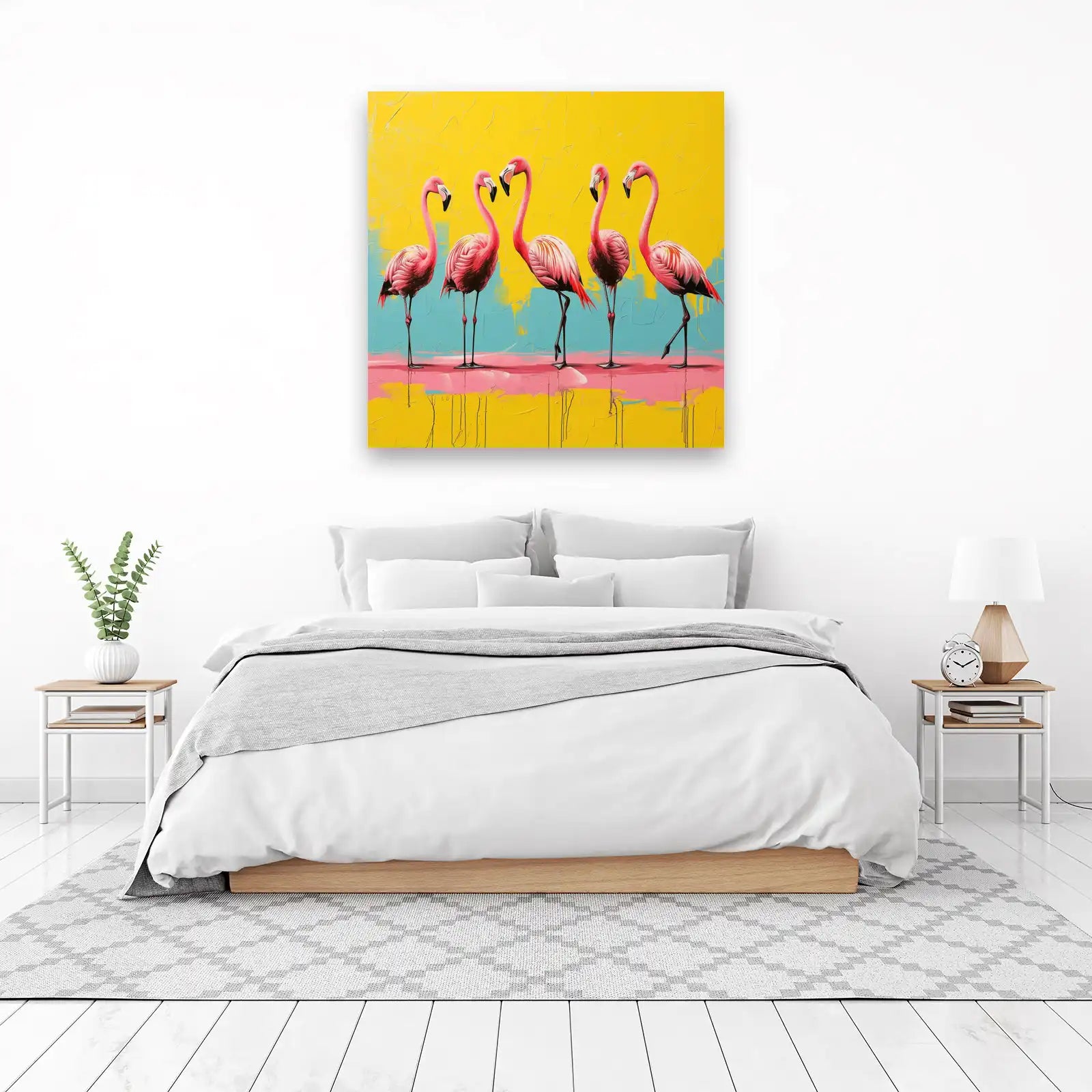 Vibrant Flamingos Abstract Wall Art Wall Art