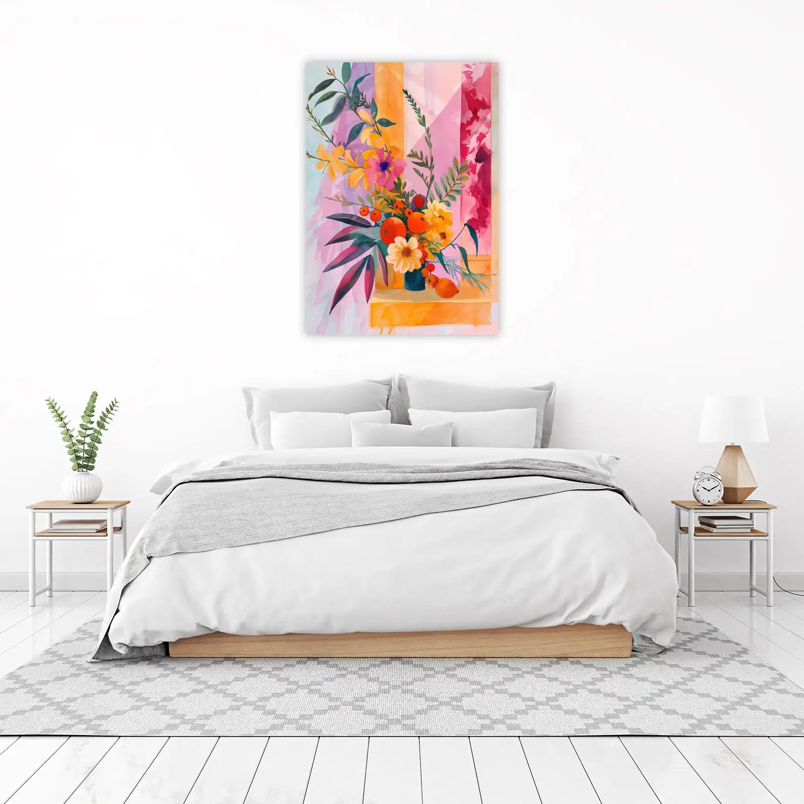 Vibrant Floral Still Life Watercolor Wall Art
