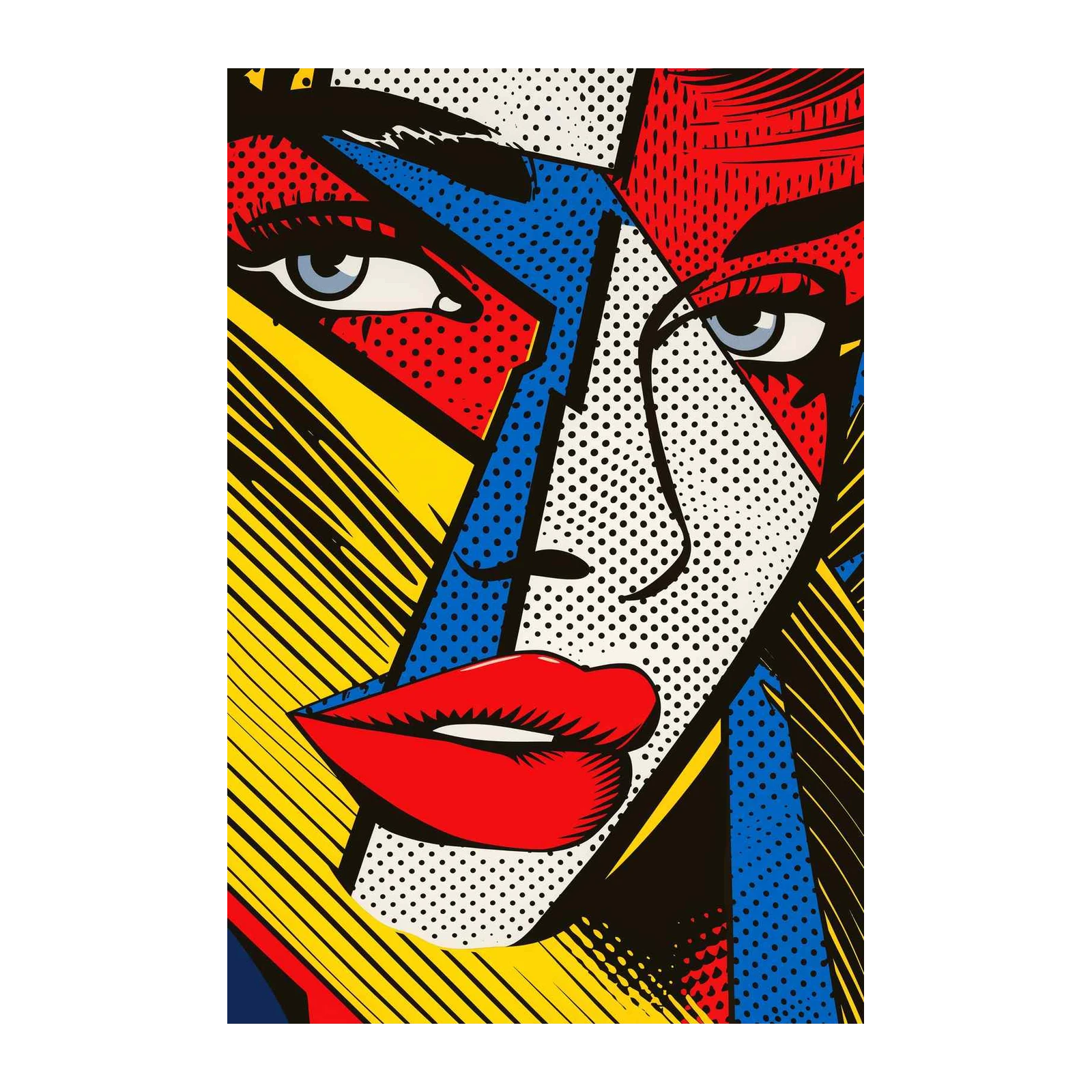Pop Art Lady Face Red Lips Wall Art