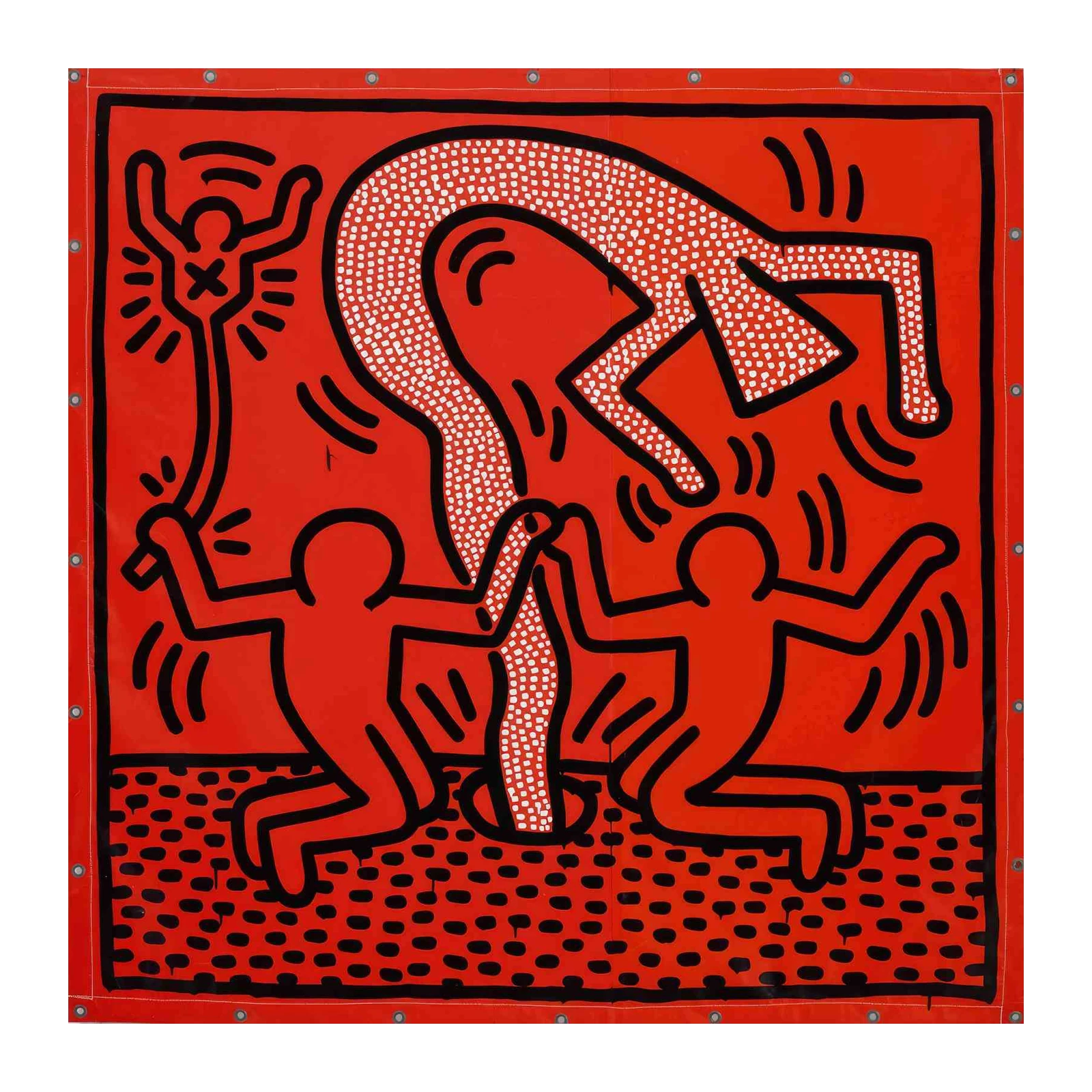 Vibrant Abstract Figures Red Wall Art