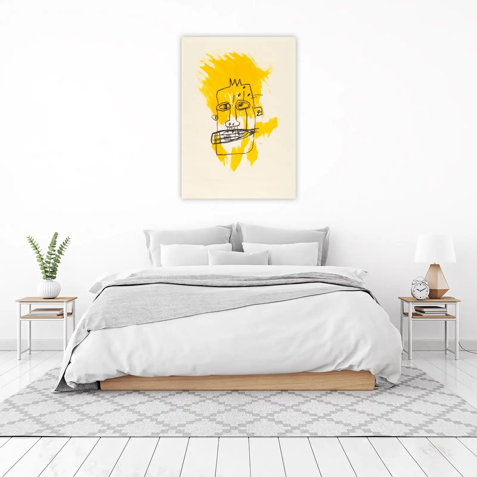 Bold Yellow Abstract Face Wall Art - Modern Art