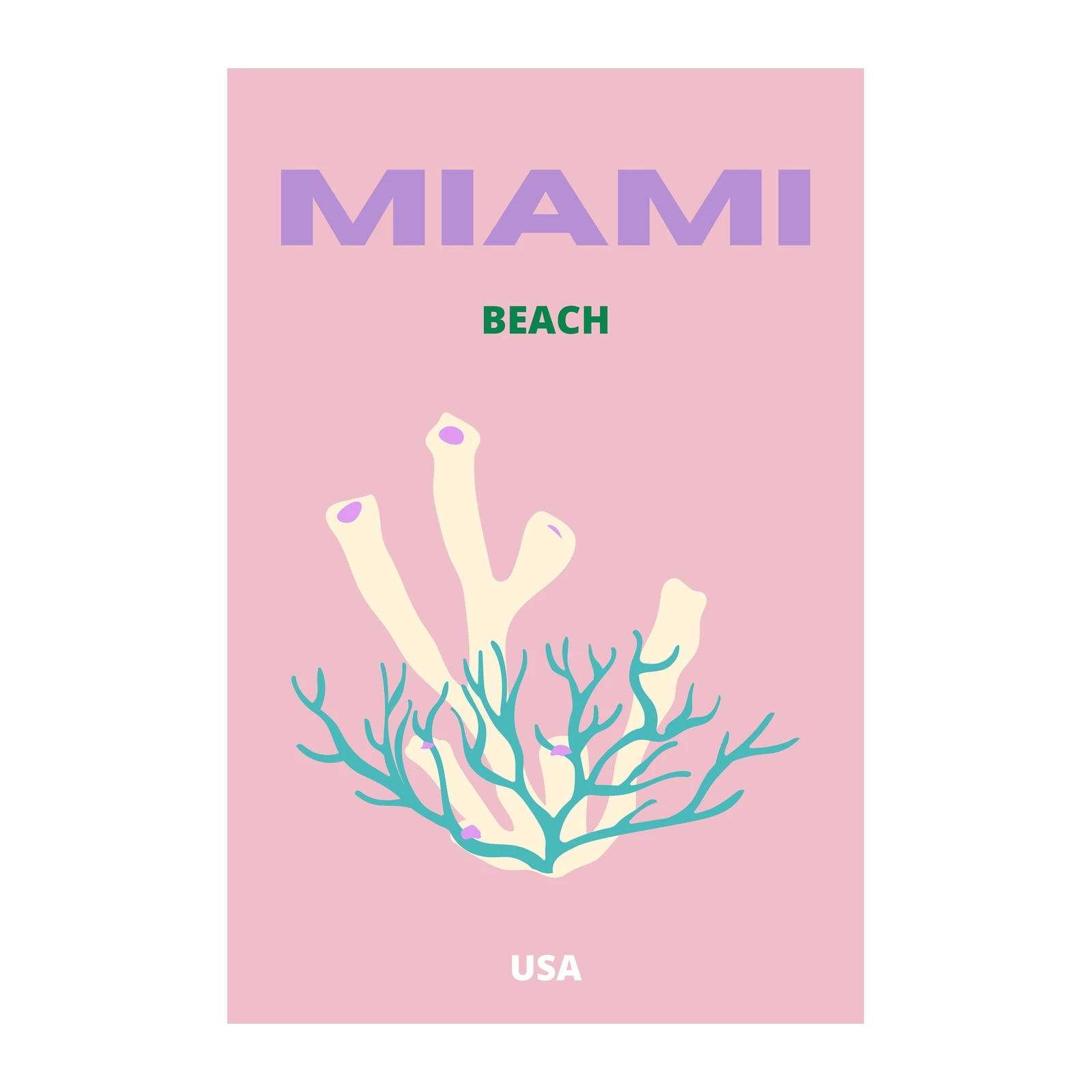 Miami Beach Coral Vibes Wall Art