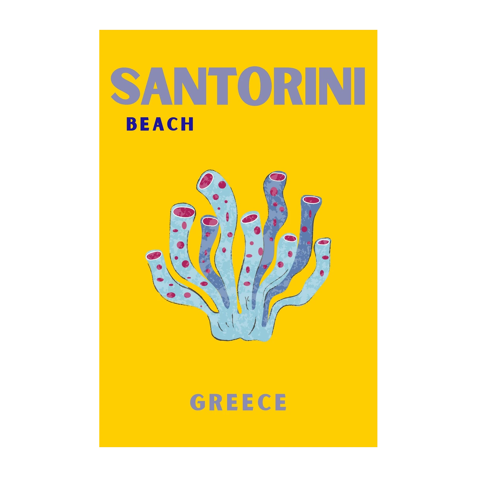 Santorini Beach Coral Art Wall Art