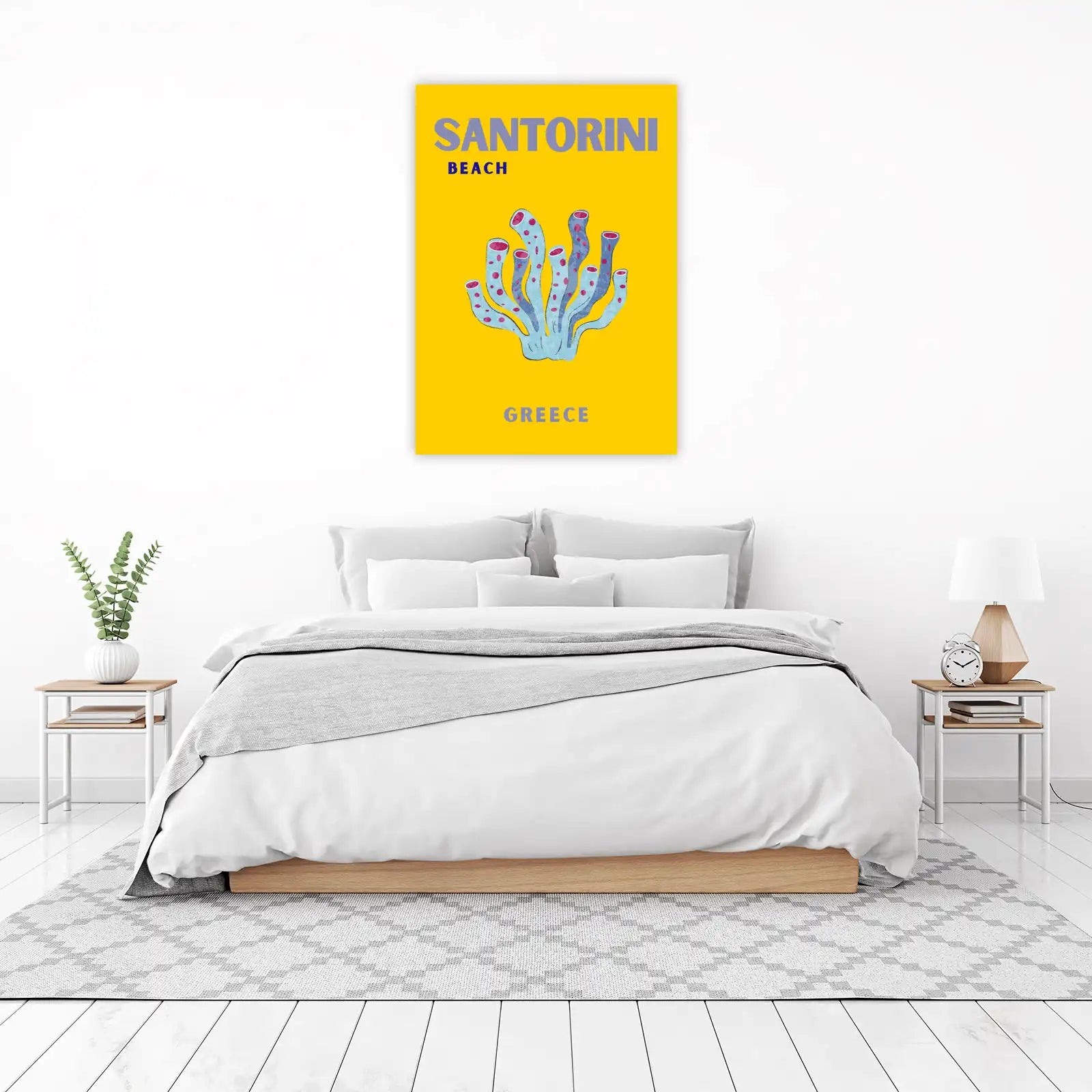 Santorini Beach Coral Art Wall Art
