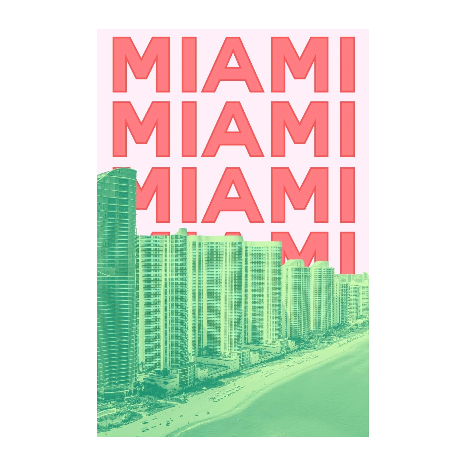 Retro Miami Skyline Repeat Wall Art