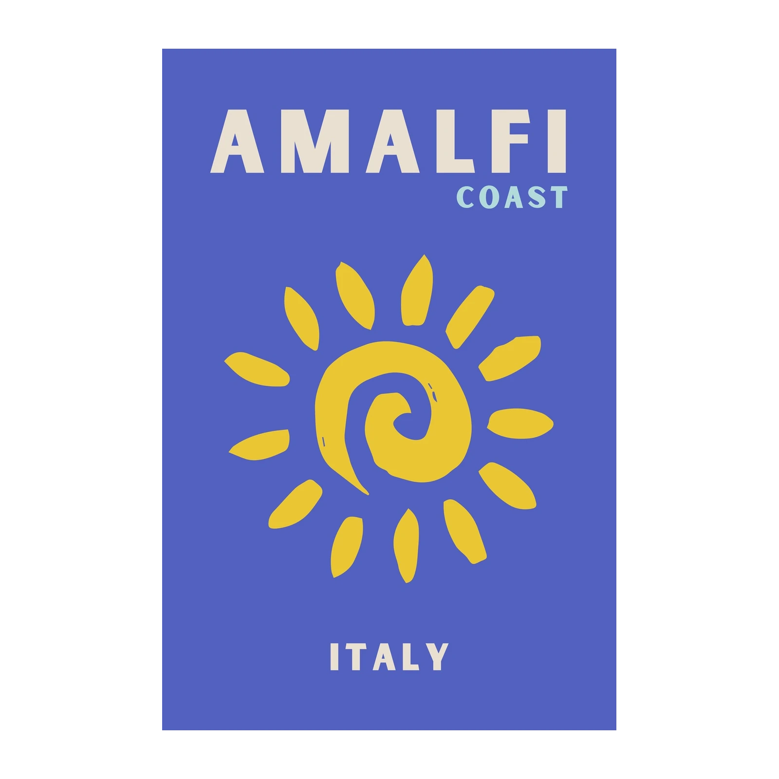 Amalfi Coast Sun Italy Travel Poster Wall Art
