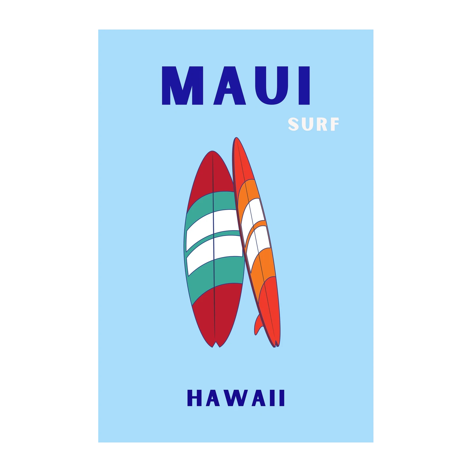 Retro Maui Surf Hawaii Vintage Wall Art
