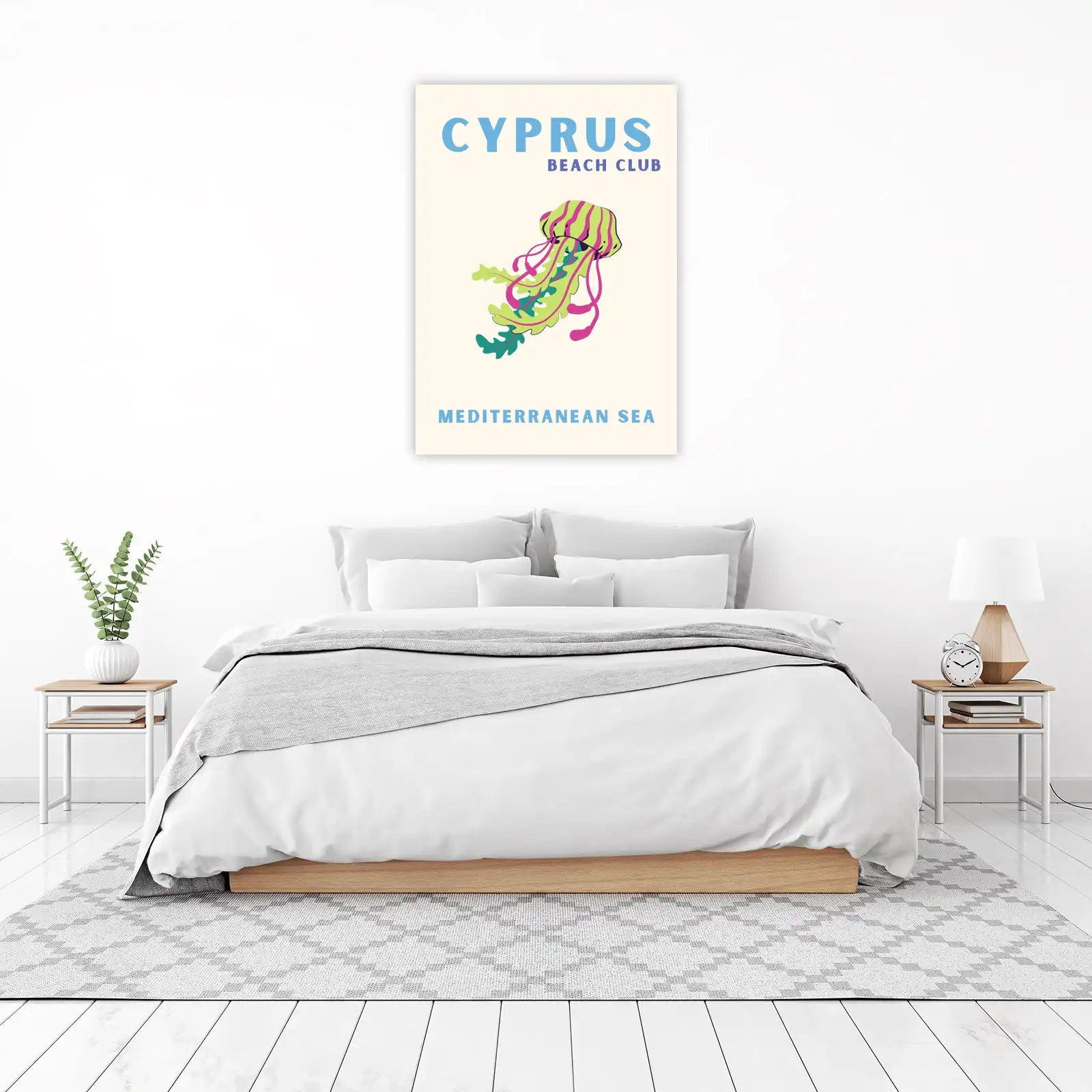 Retro Cyprus Beach Club Jellyfish Wall Art