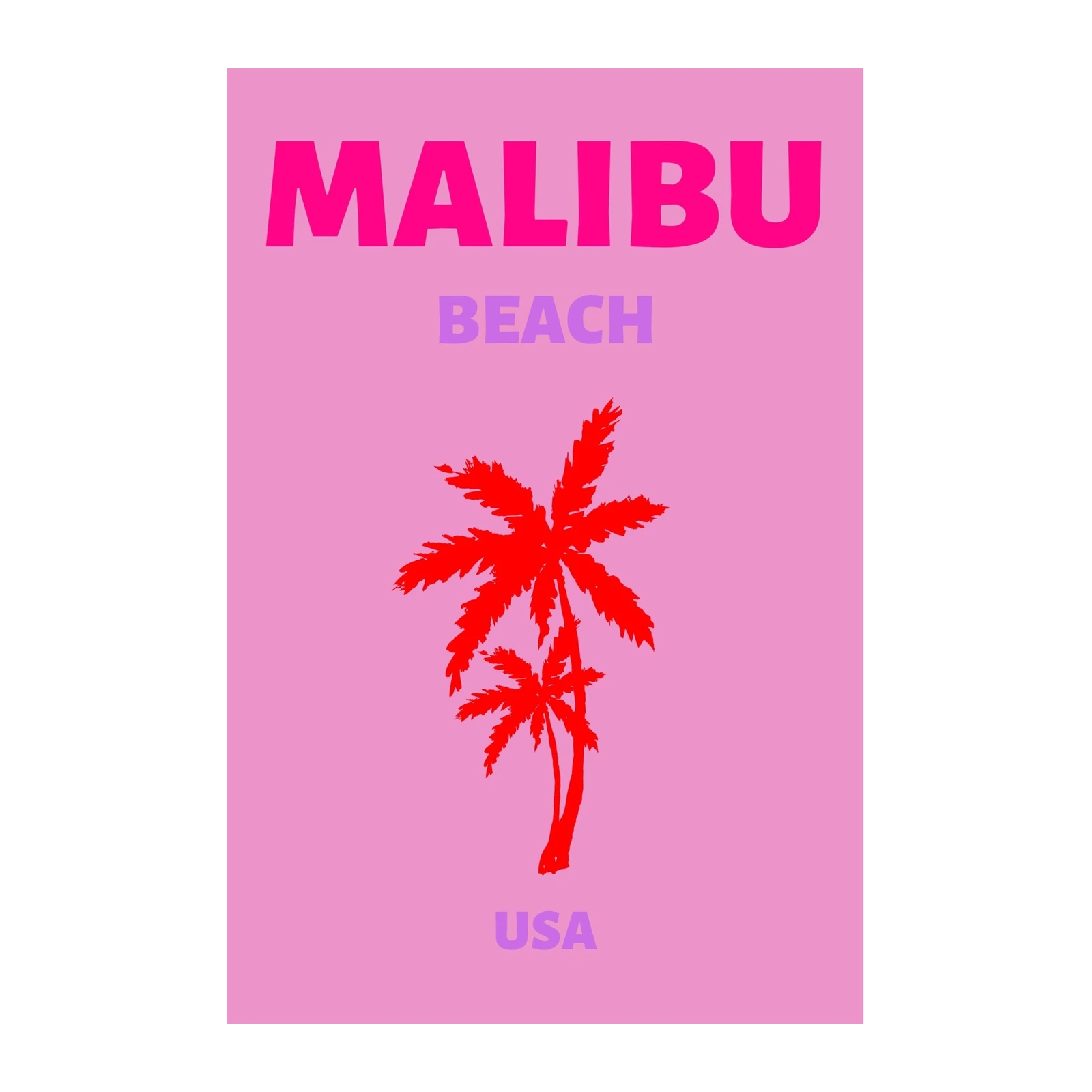 Vibrant Malibu Beach Palm Tree Wall Art
